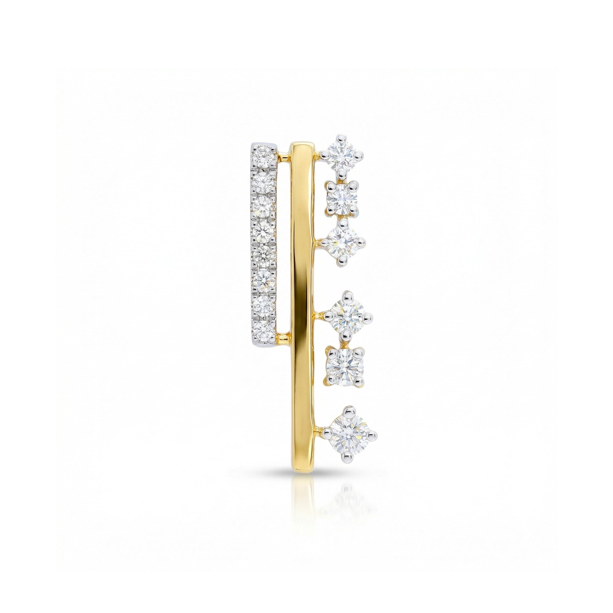 BeBling 14K Two-Tone Gold Diamond Linear Brilliance Bar Pendant front view