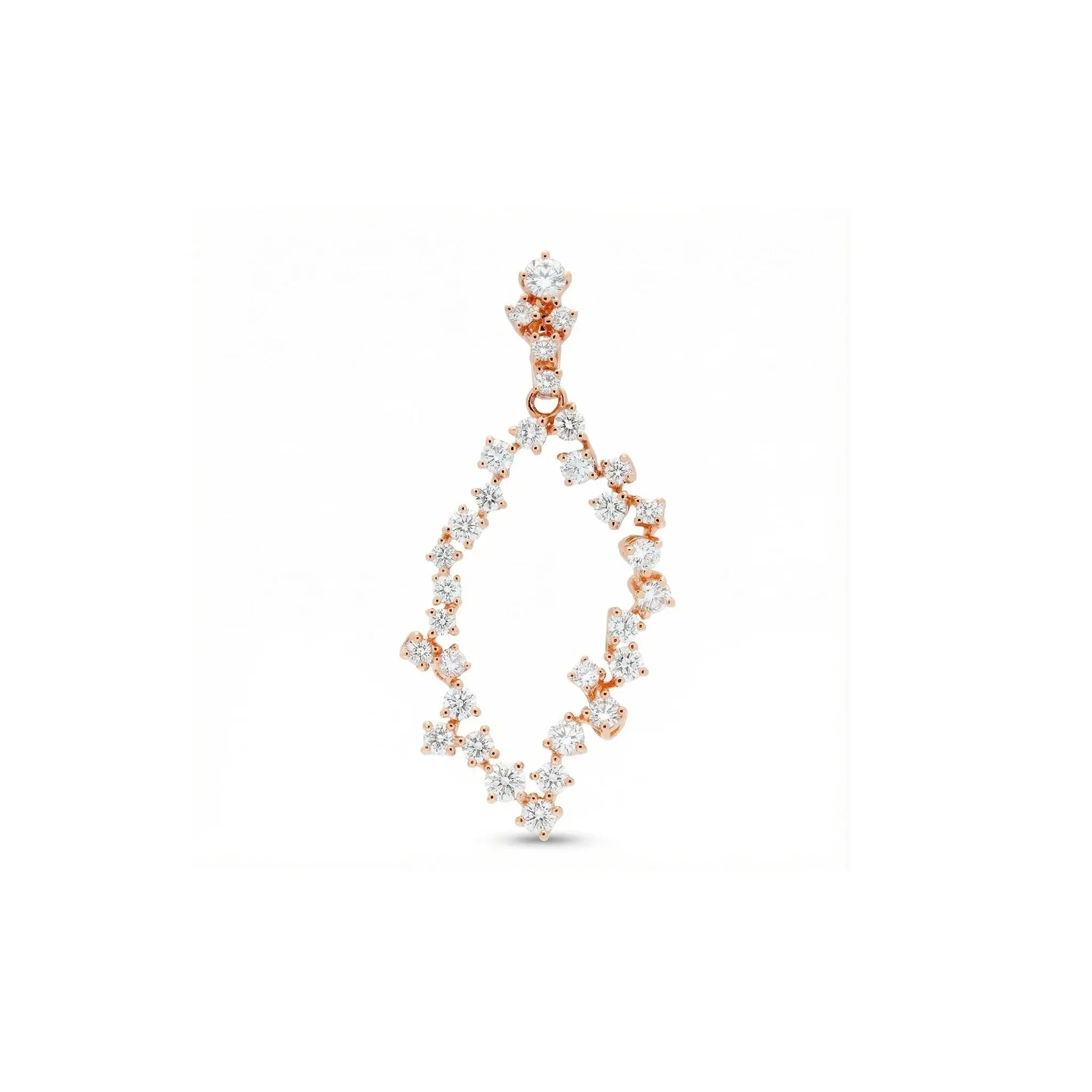 14K Yellow Gold Diamond Chandelier Pendant - Front View - Rose Gold