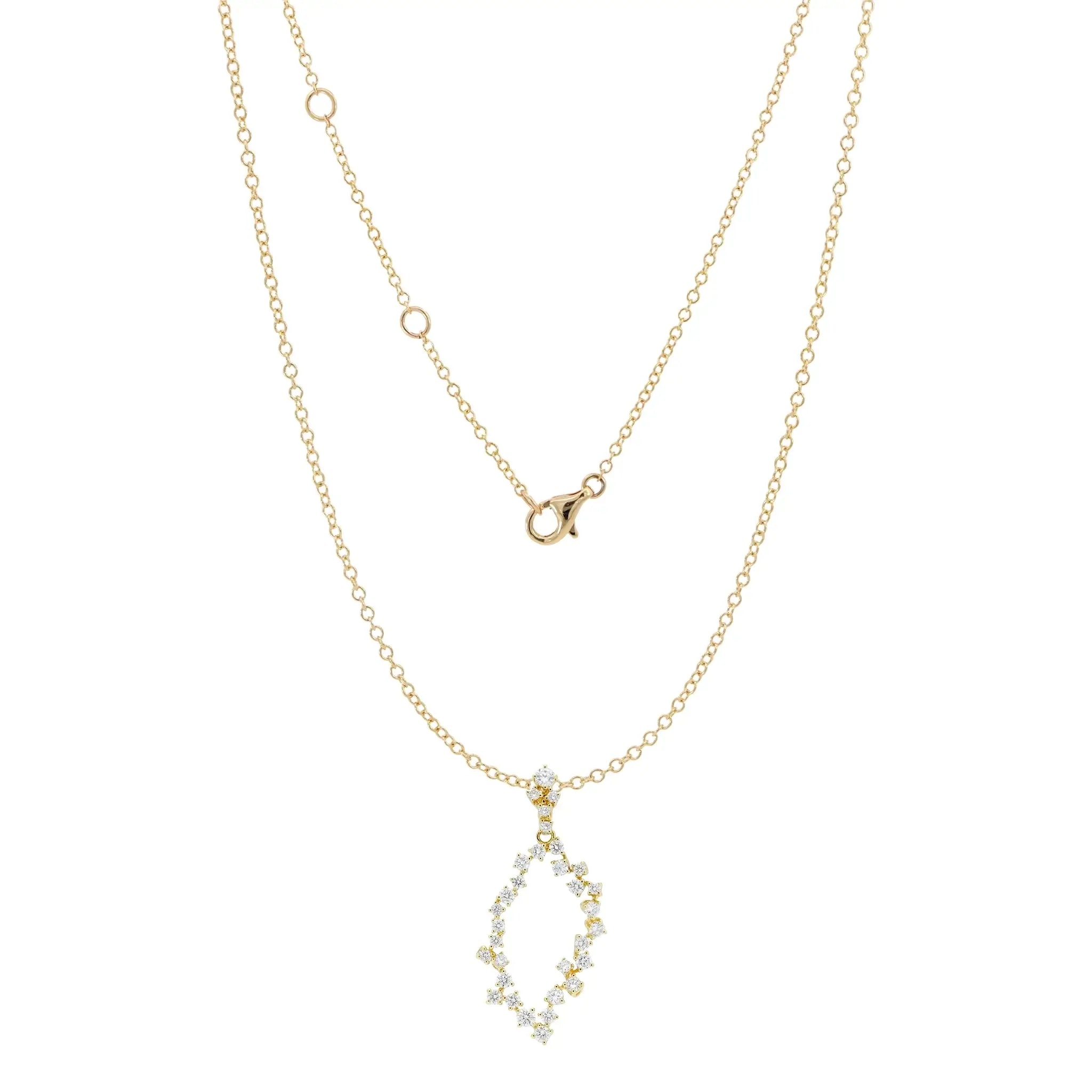 14K Yellow Gold Diamond Chandelier Pendant necklace- Front View