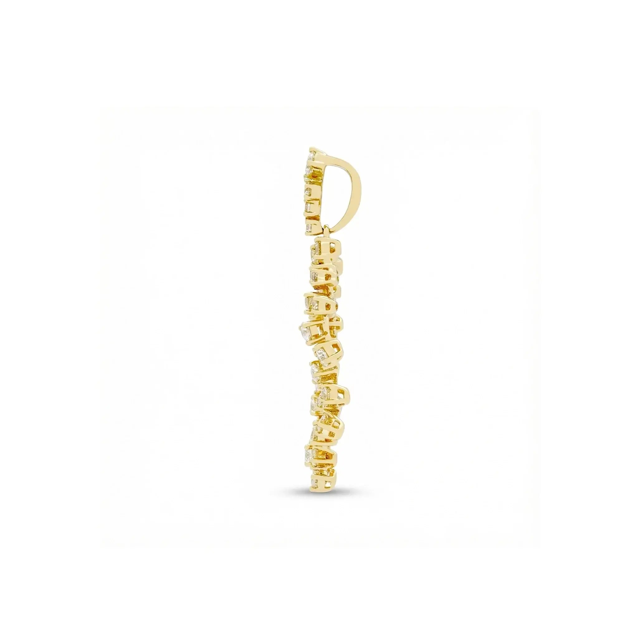 14K Yellow Gold Diamond Chandelier Pendant - Side View