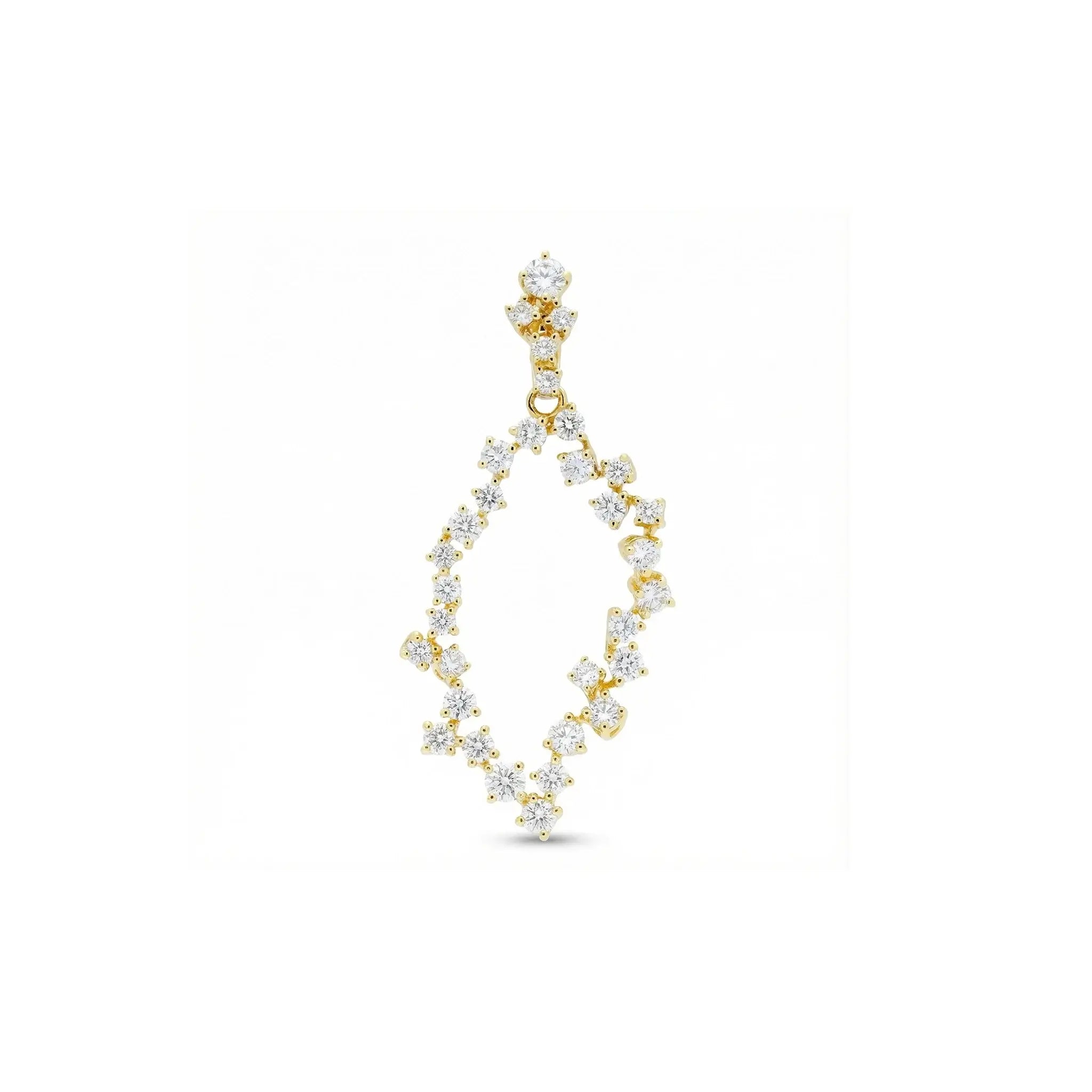 14K Yellow Gold Diamond Chandelier Pendant - Front View