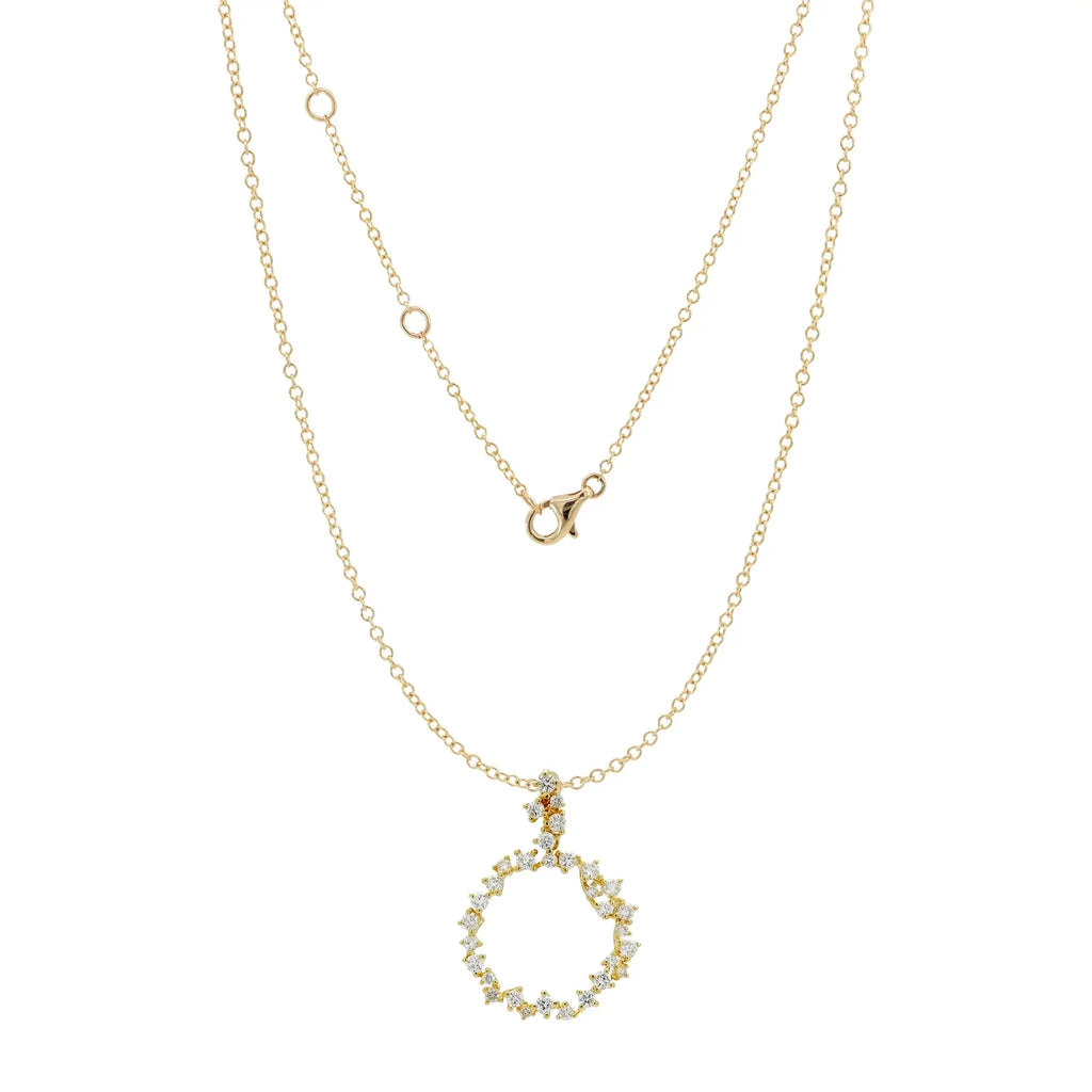 14K Yellow Gold Diamond Chandelier Pendant necklace