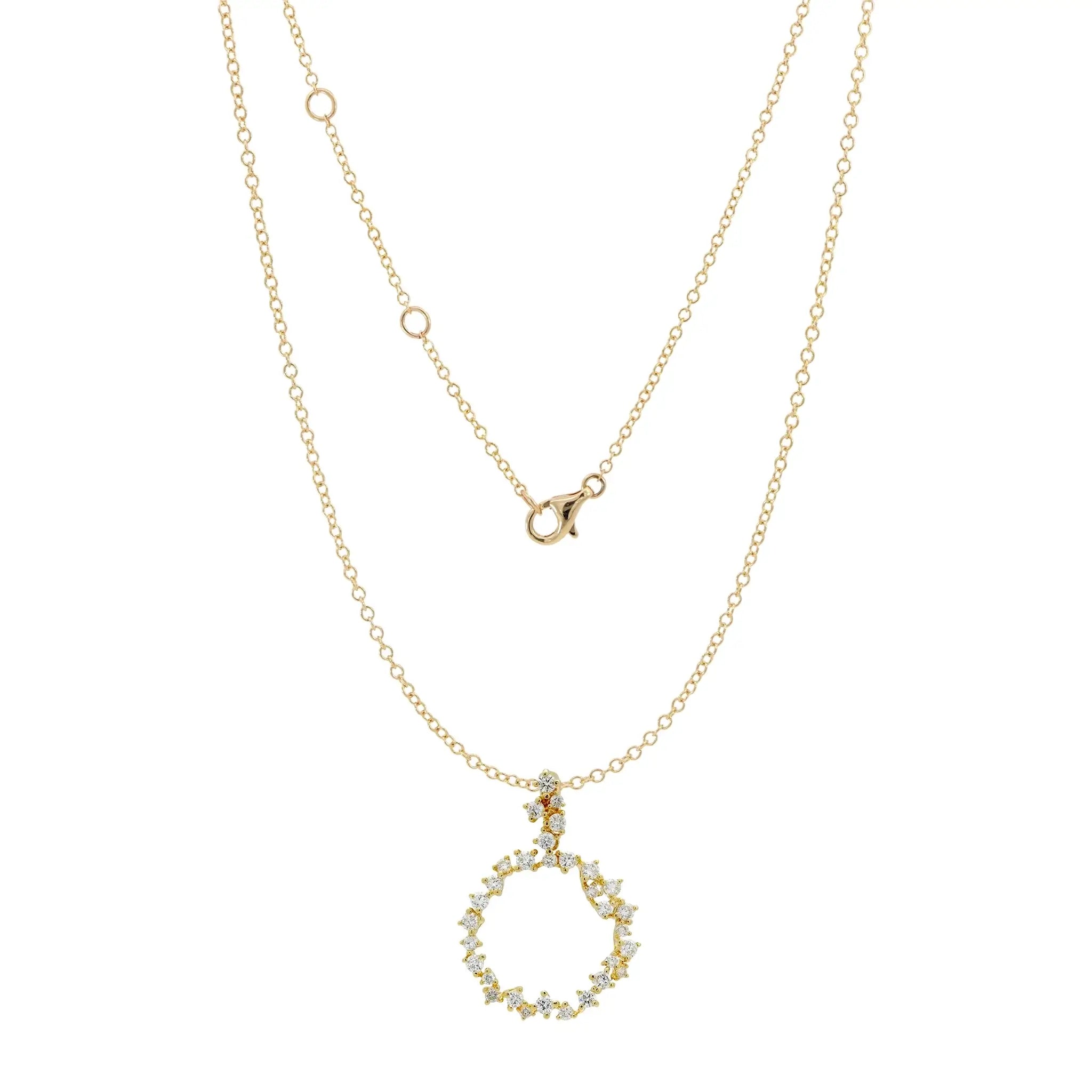 14K Yellow Gold Diamond Chandelier Pendant necklace