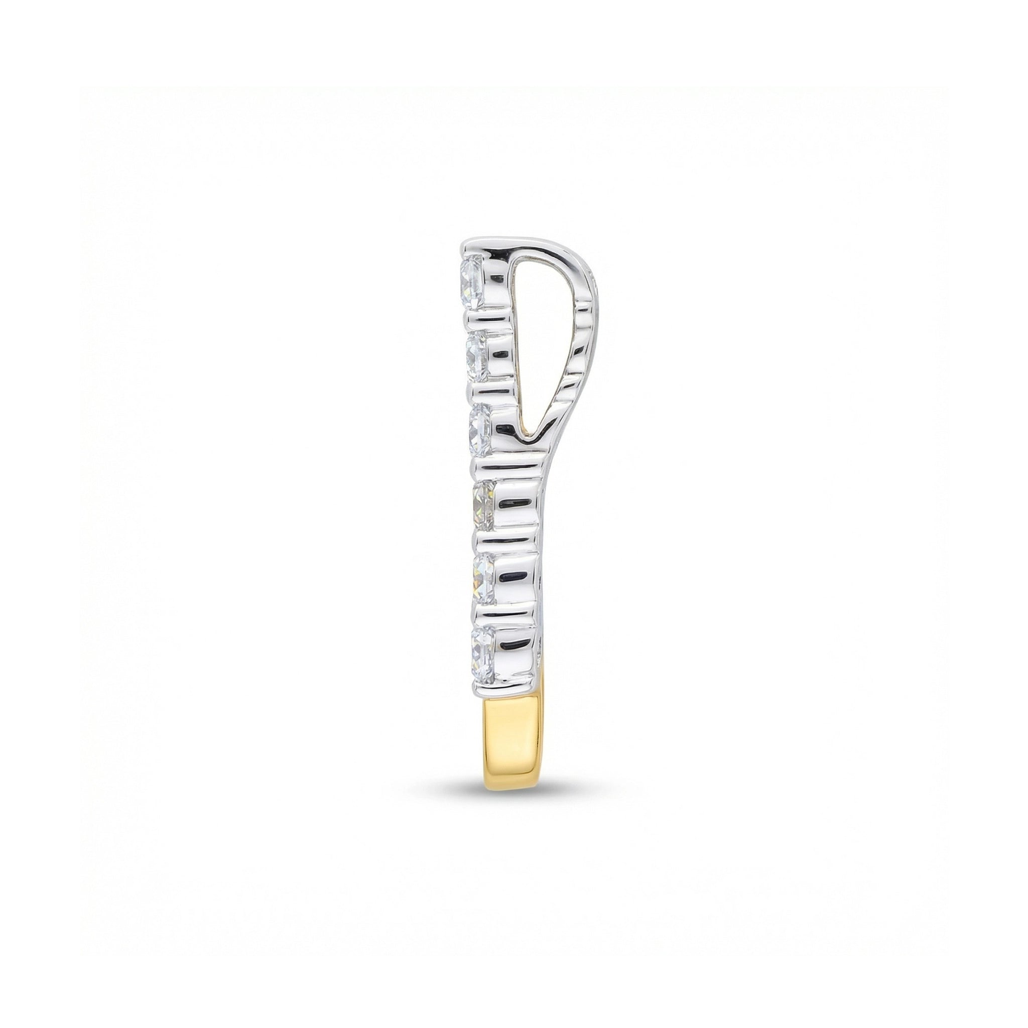 BeBling 14K Two-Tone Gold Diamond Linear Brilliance Bar Pendant - side view