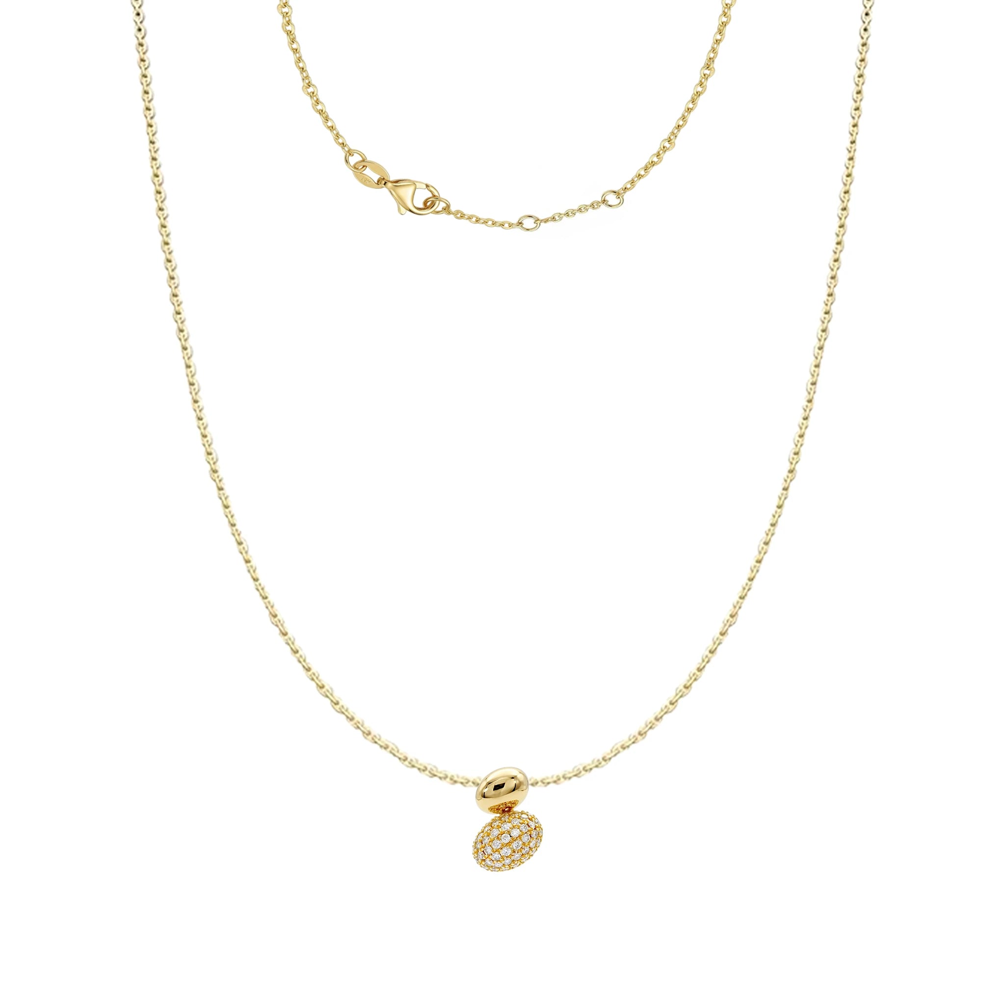 14K Yellow Gold Double Bead Diamond Pendant