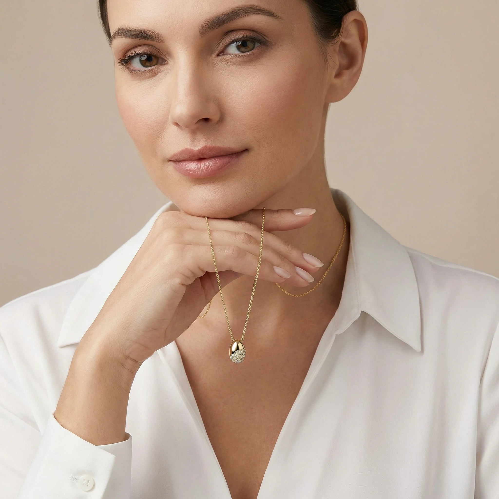 14K Yellow and White Gold Bead Diamond Pendant