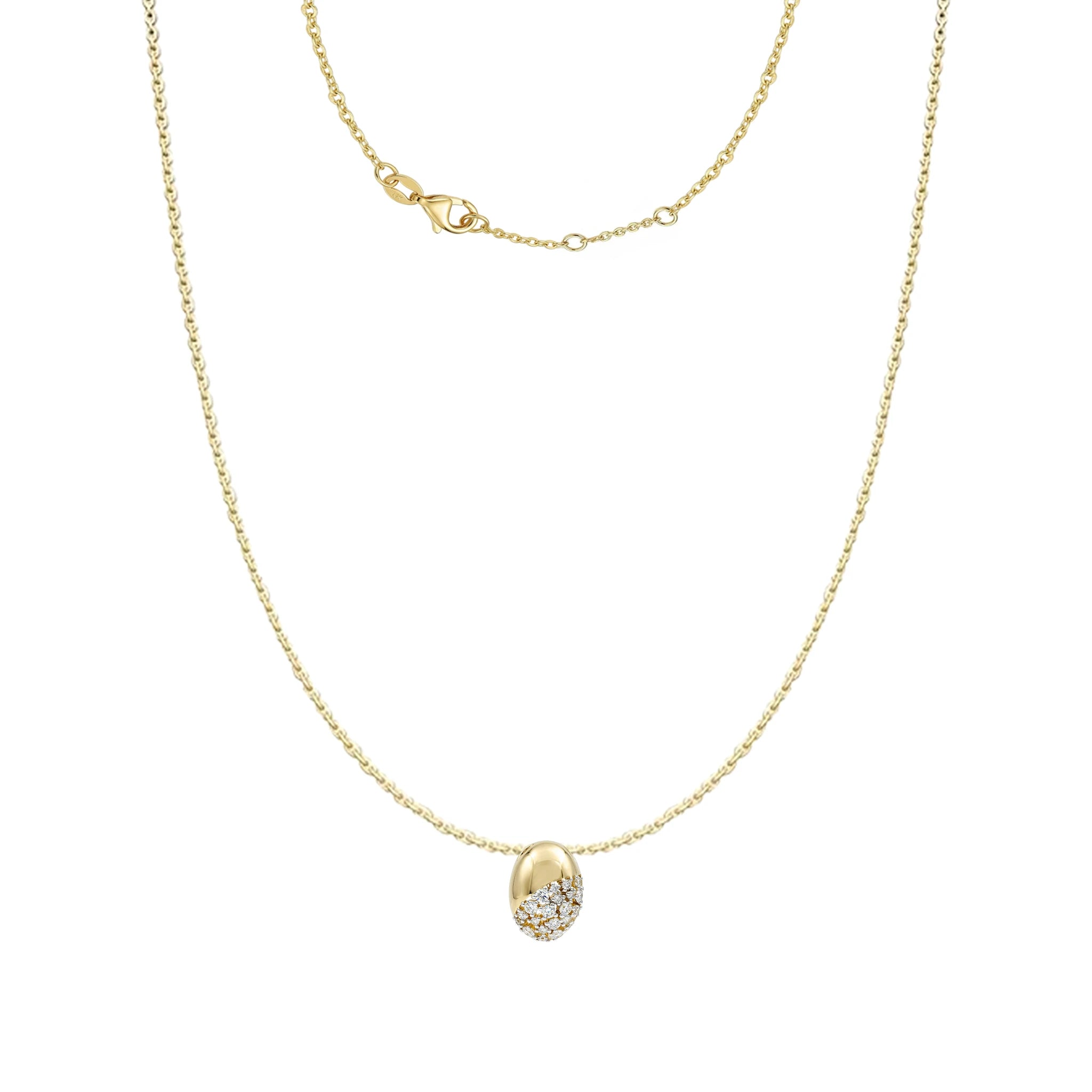 14K Yellow and White Gold Bead Diamond Pendant