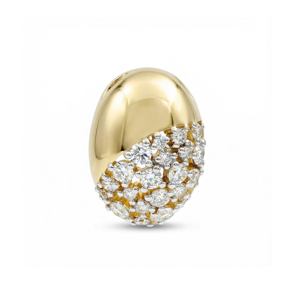 14K Yellow and White Gold Bead Diamond Pendant