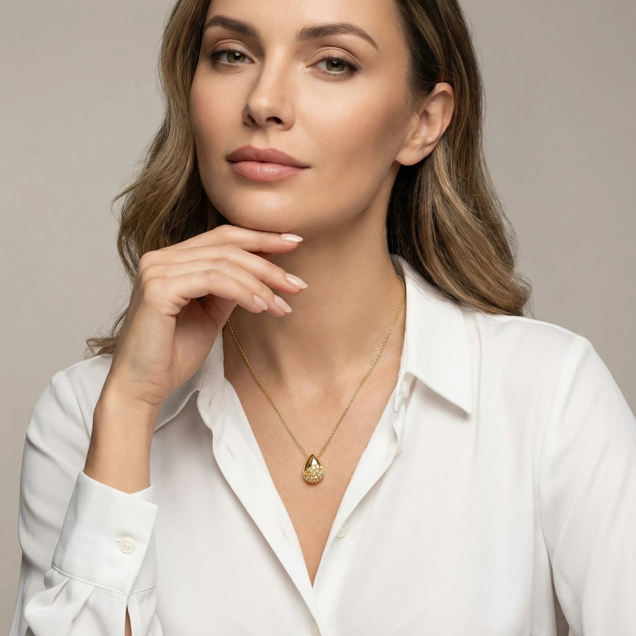 14K Yellow and White Gold Teardrop Diamond Pendant