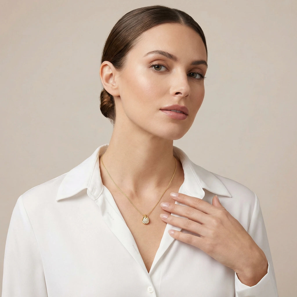 14K Yellow and White Gold Teardrop Diamond Pendant