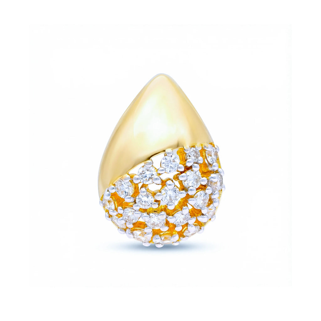14K Yellow and White Gold Teardrop Diamond Pendant