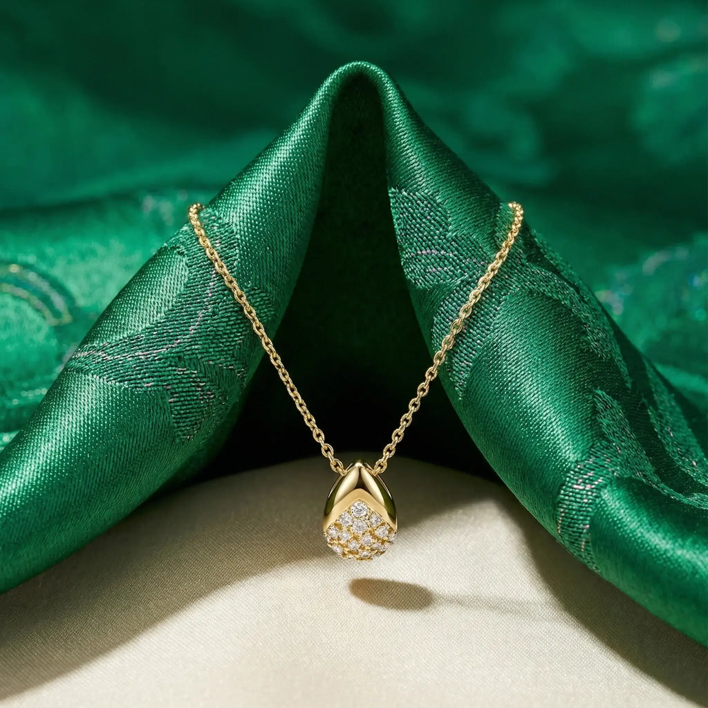 14K Yellow and White Gold Teardrop Diamond Pendant