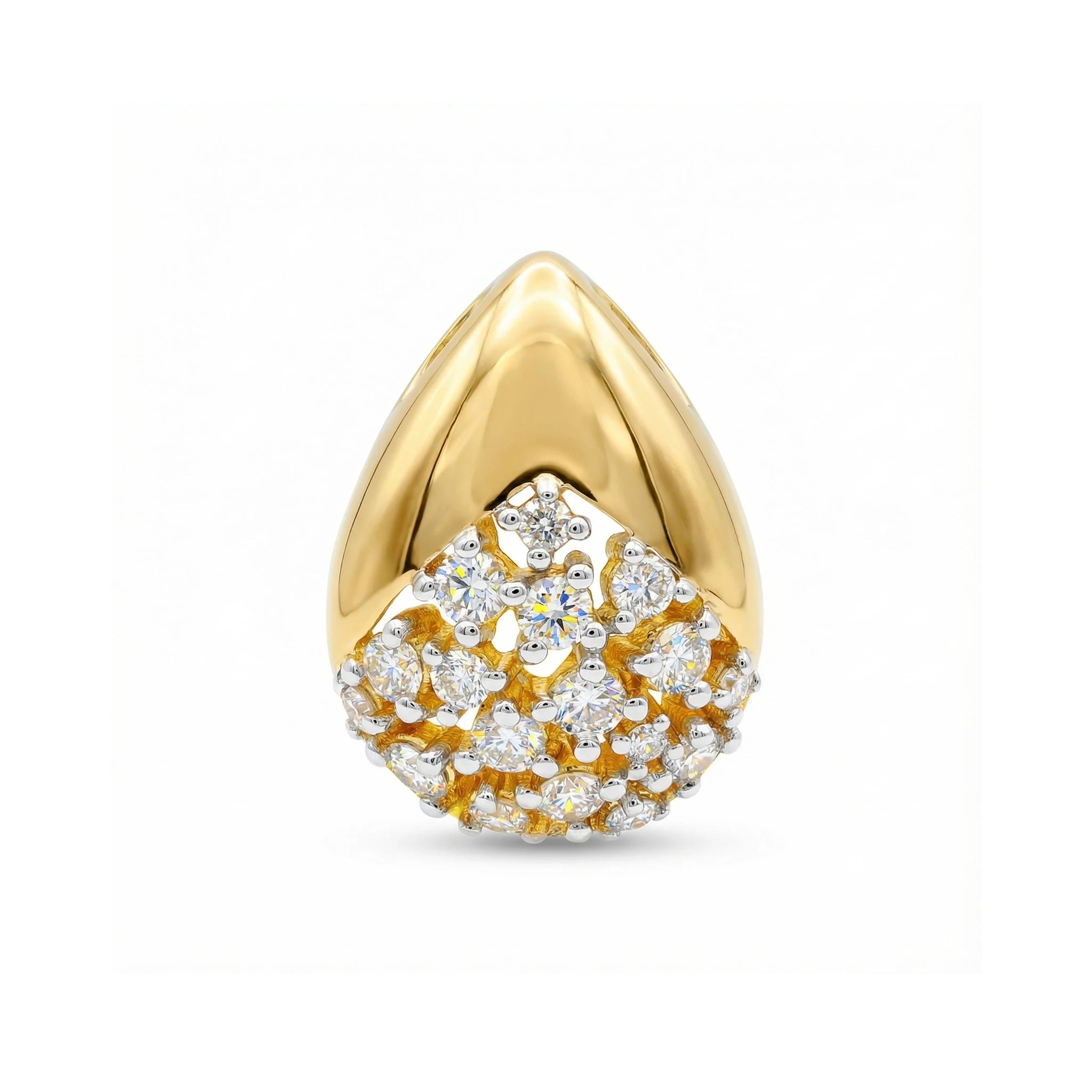 14K Yellow and White Gold Teardrop Diamond Pendant