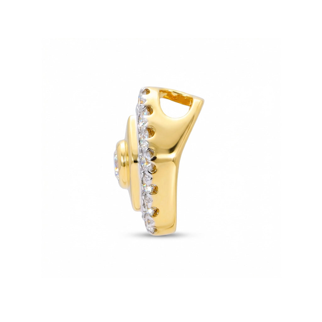 BeBling 14K Two-Tone Gold Diamond Hexagon Halo Pendant side view