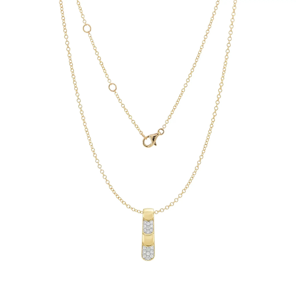 14K Yellow & White Gold Diamond Vertical Bar Pendant necklace