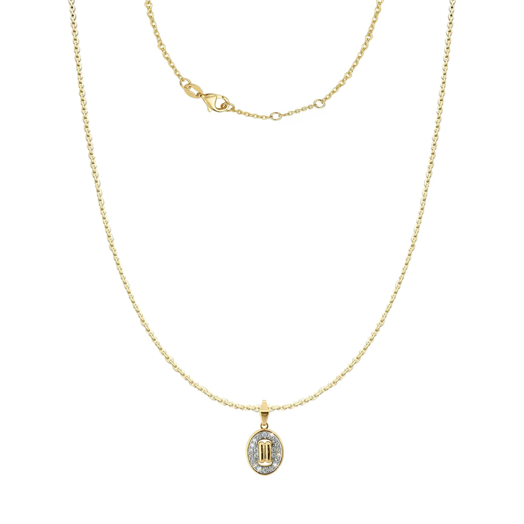 14K Yellow and White Gold Oval Diamond Pendant