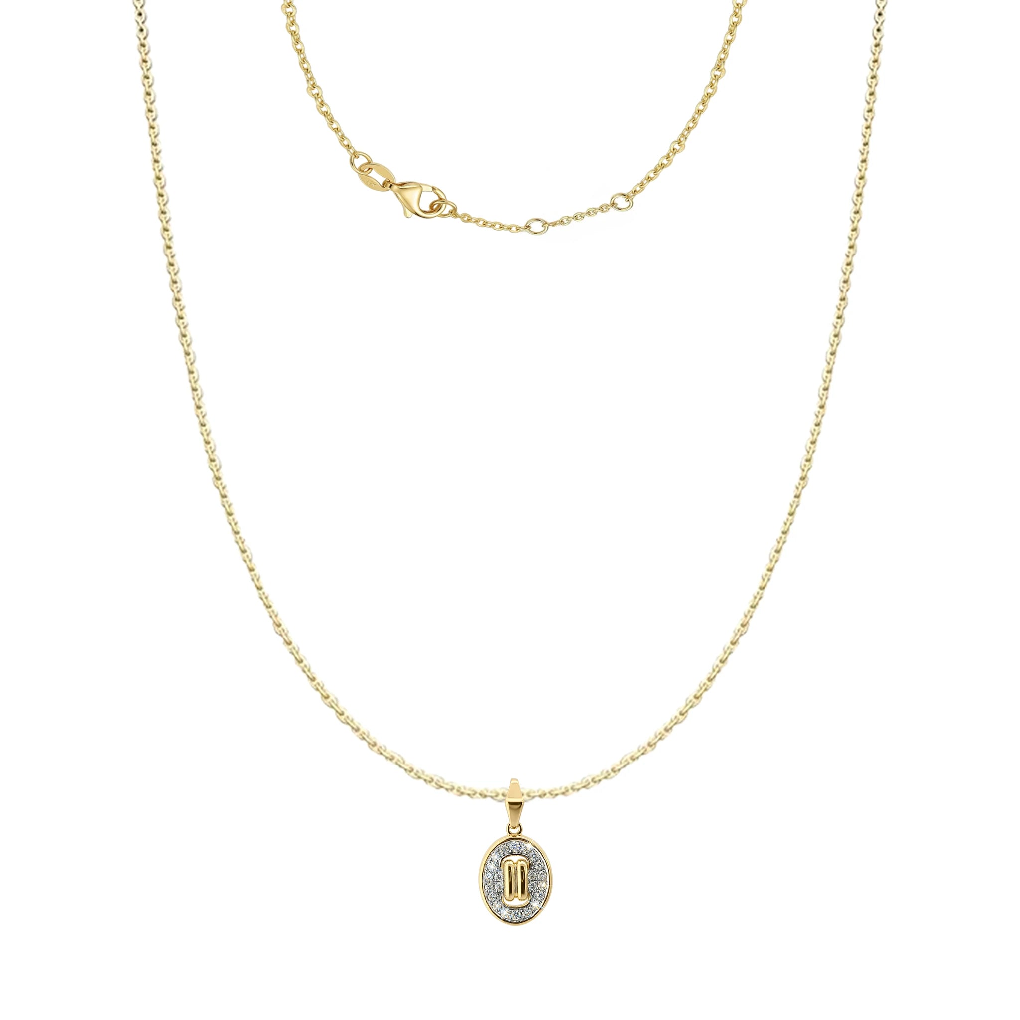 14K Yellow and White Gold Oval Diamond Pendant