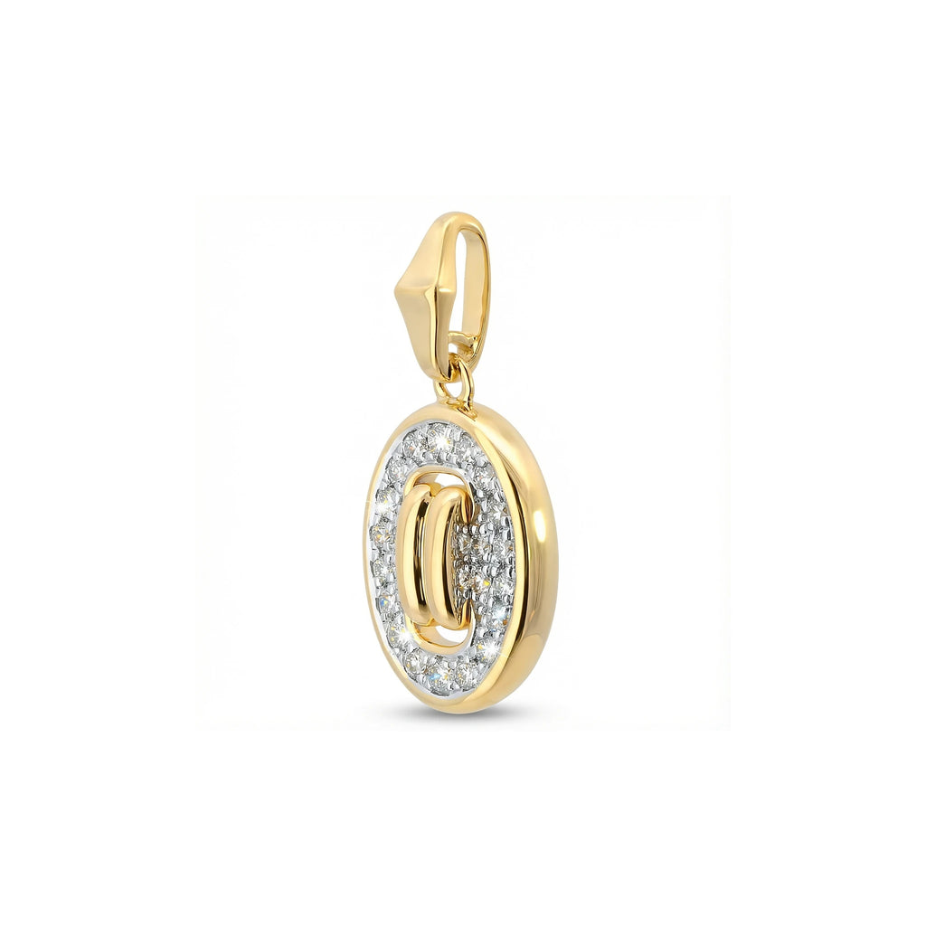 14K Yellow and White Gold Oval Diamond Pendant