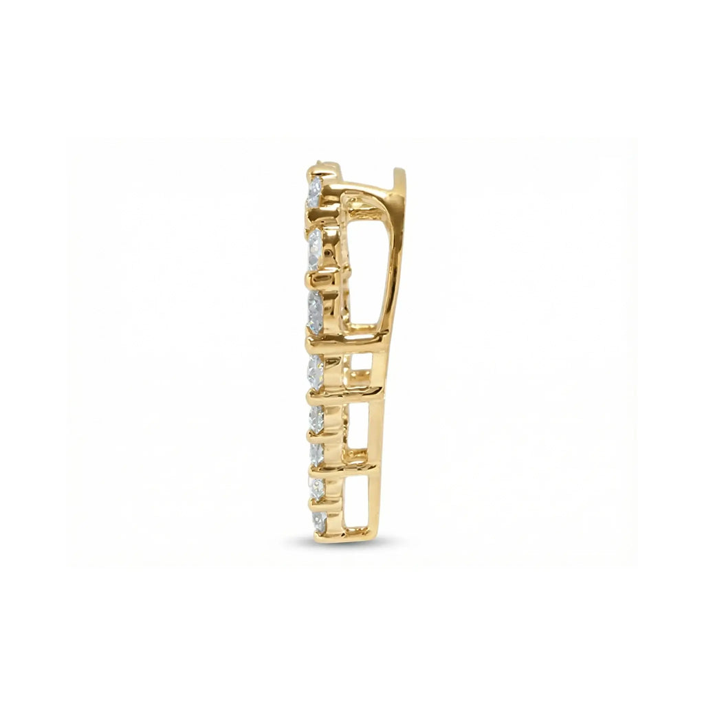 14K Yellow Gold Diamond Heart Pendant - Side View 1
