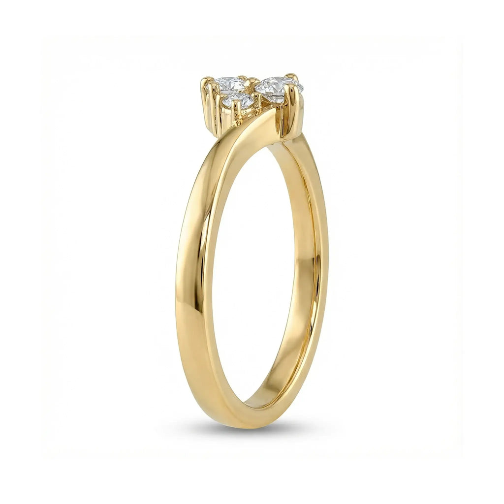 14K Yellow Gold 3 Stone Diamond Wedding Ring