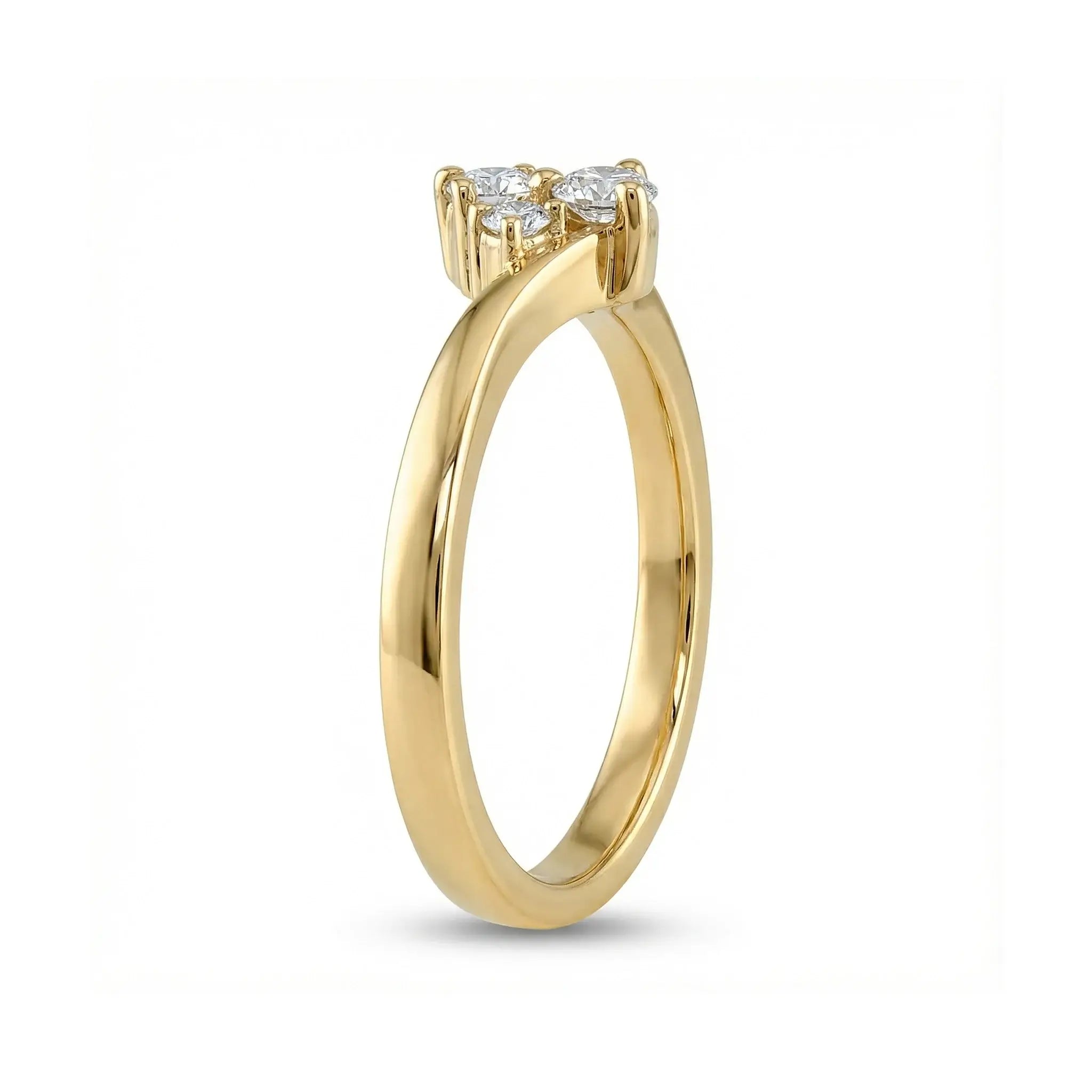 14K Yellow Gold 3 Stone Diamond Wedding Ring