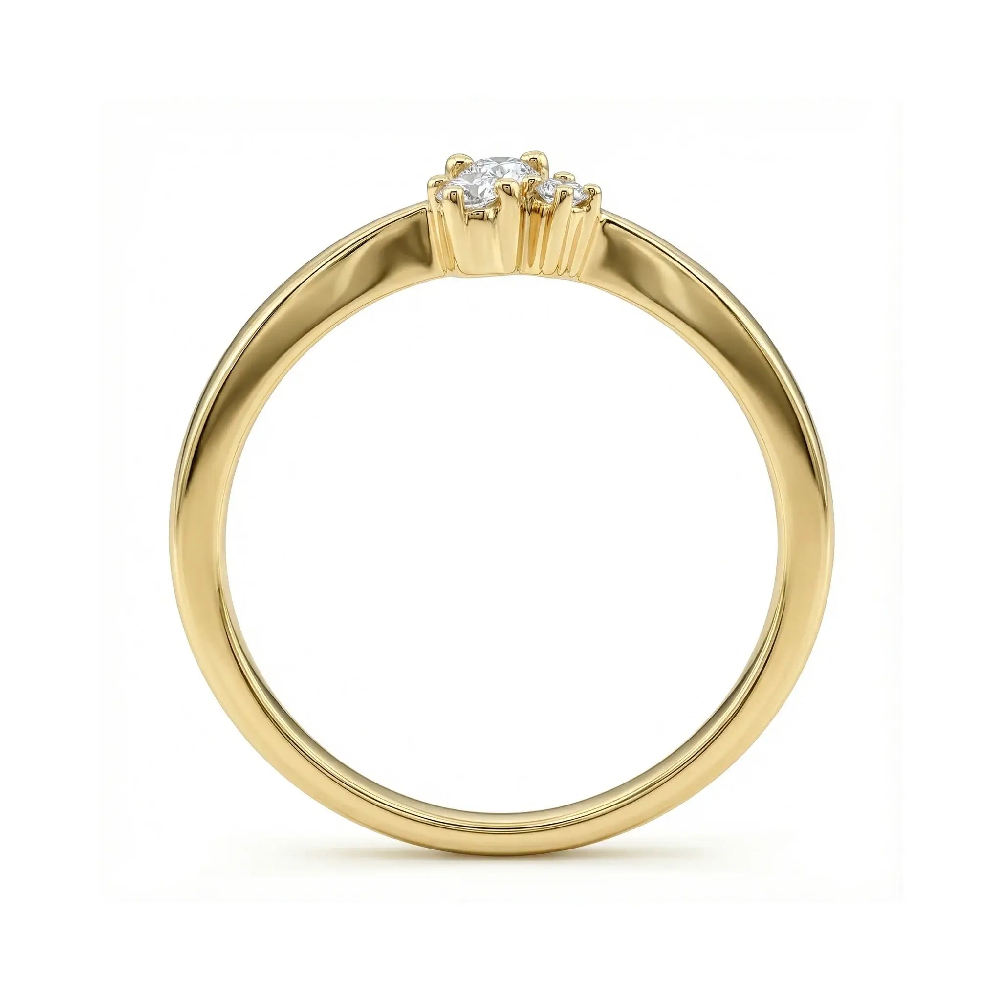 14K Yellow Gold 3 Stone Diamond Wedding Ring