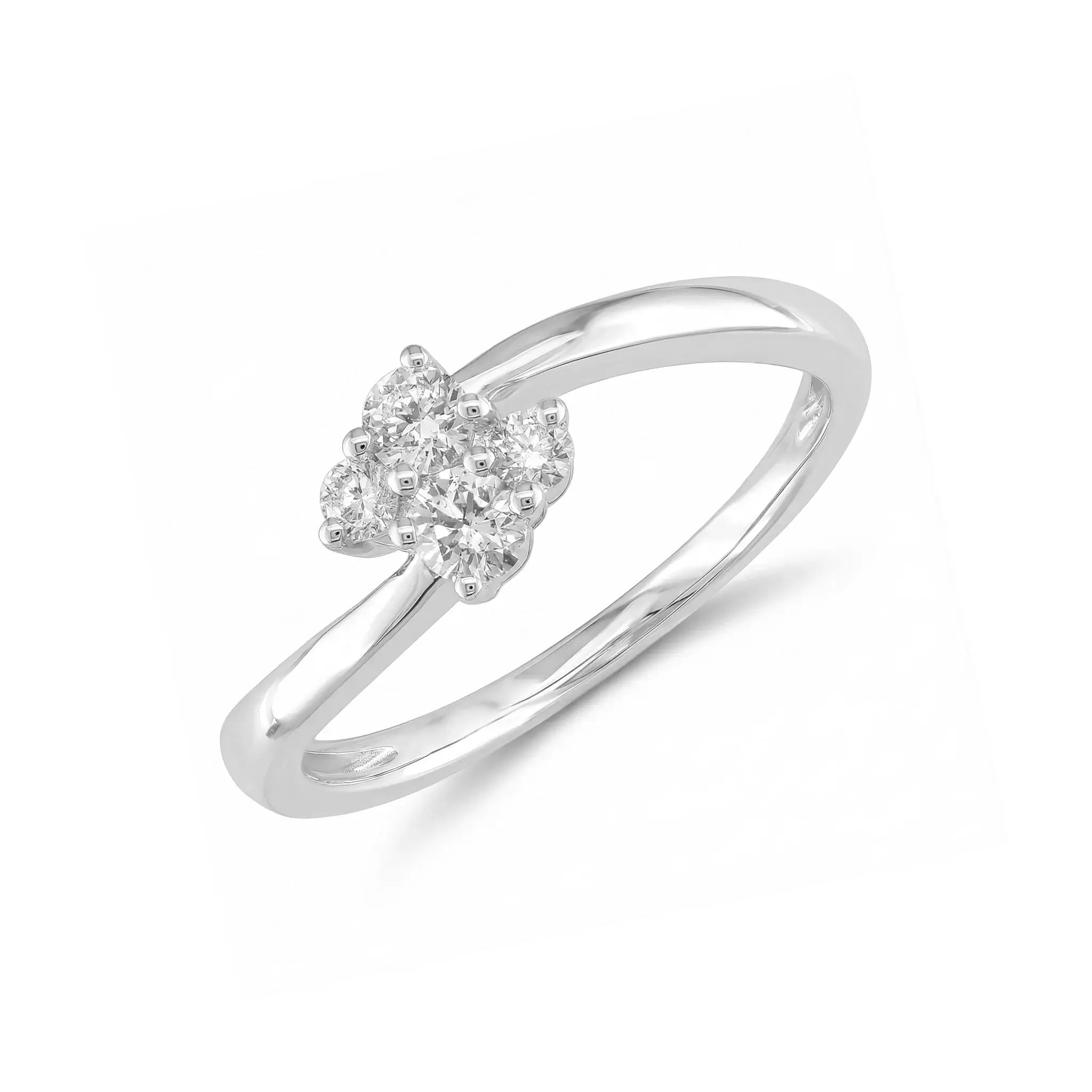 14K Yellow Gold 4 Stone Diamond Wedding Ring - white gold