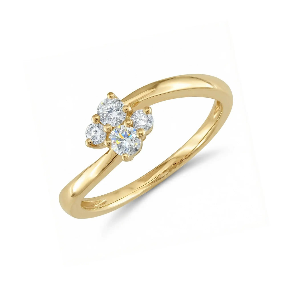 14K Yellow Gold 4 Stone Diamond Wedding Ring