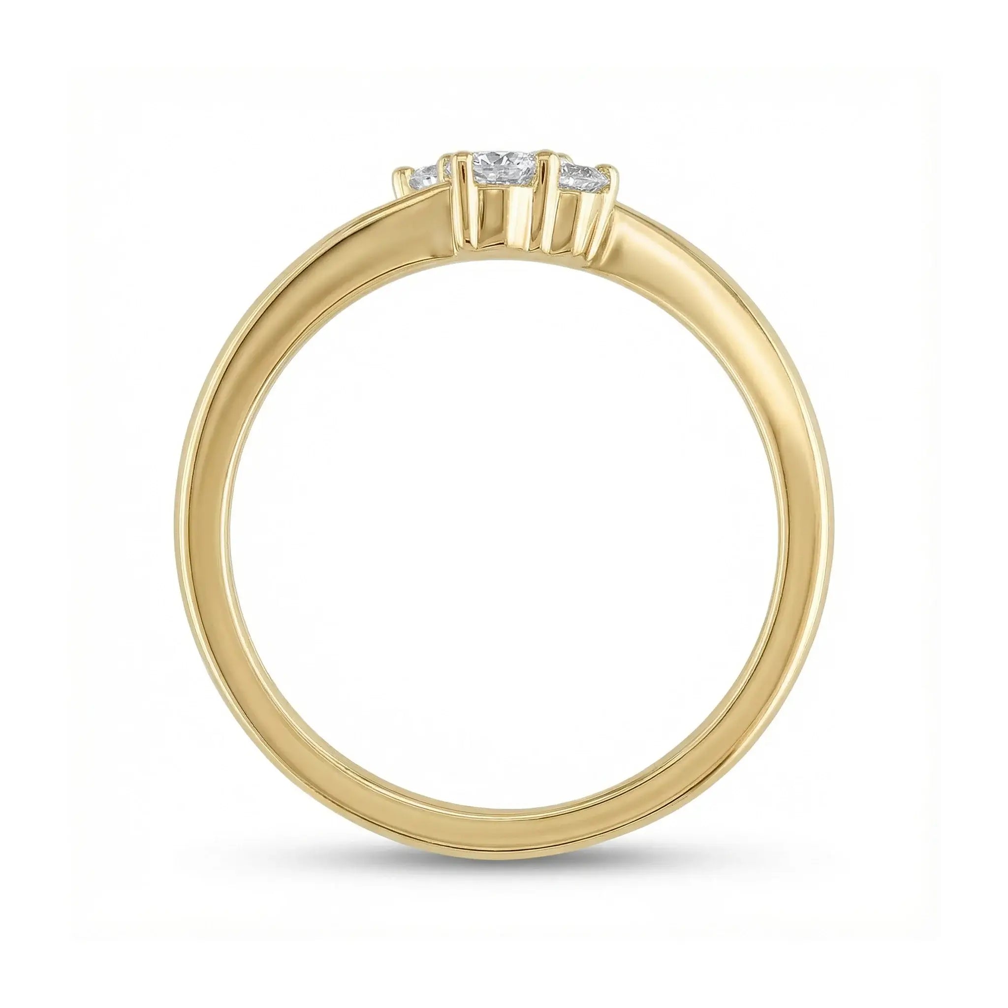 14K Yellow Gold 4 Stone Diamond Wedding Ring