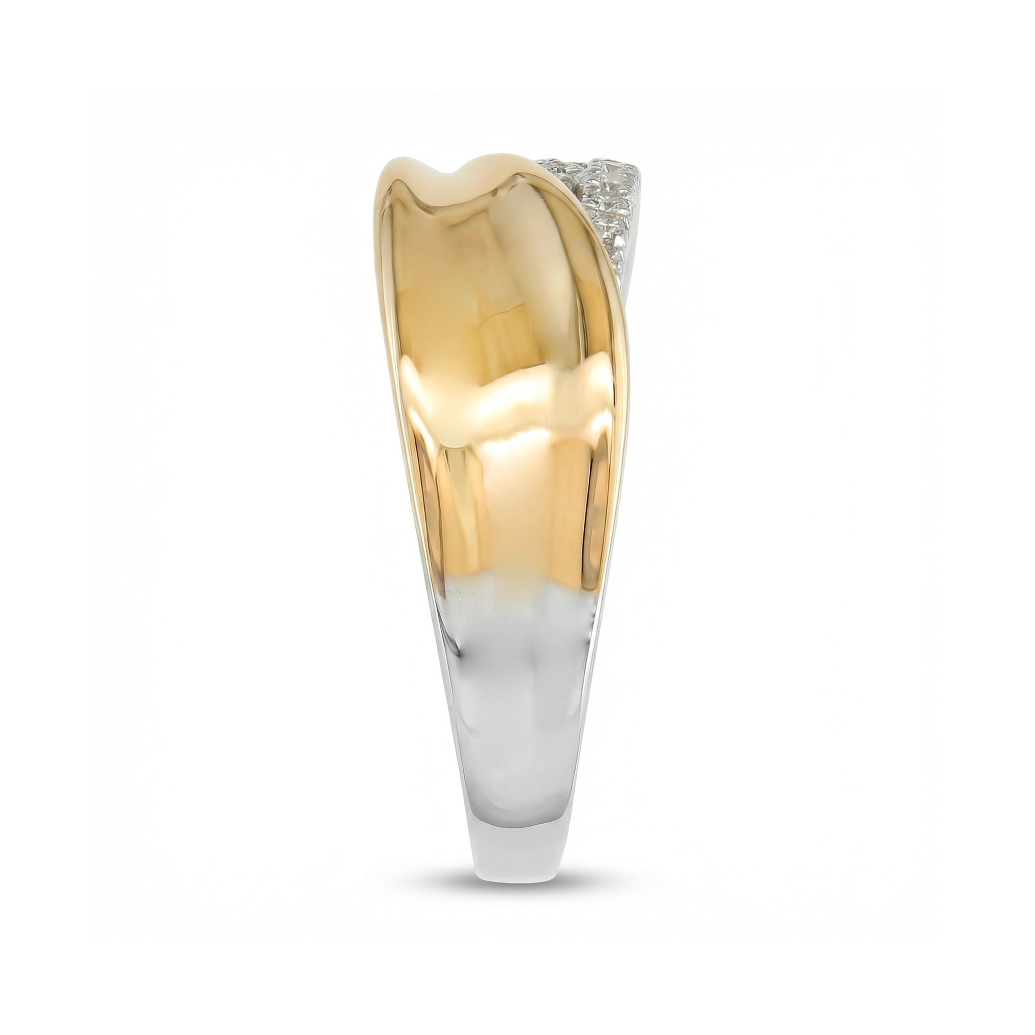 BeBling 14K Two-Tone Gold Diamond Bypass Ring - side view