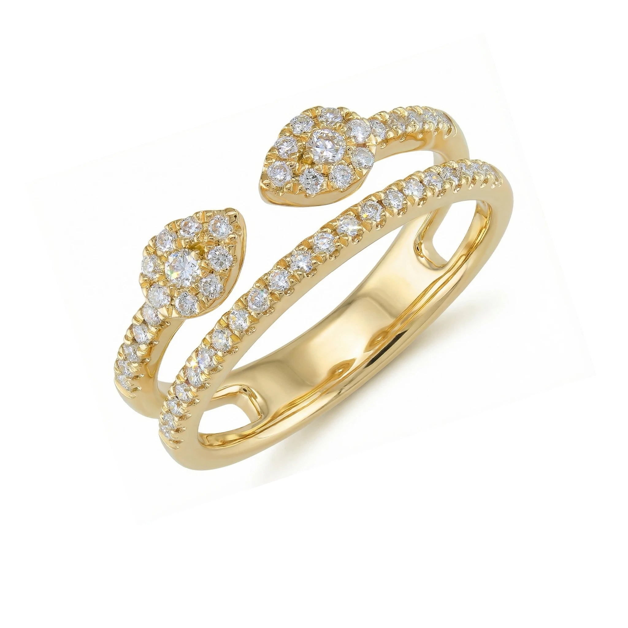 18K Yellow Gold Open Cuff Diamond Ring