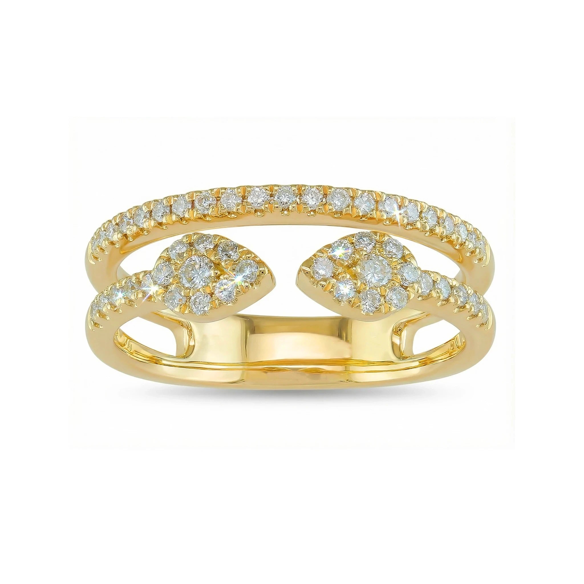 18K Yellow Gold Open Cuff Diamond Ring