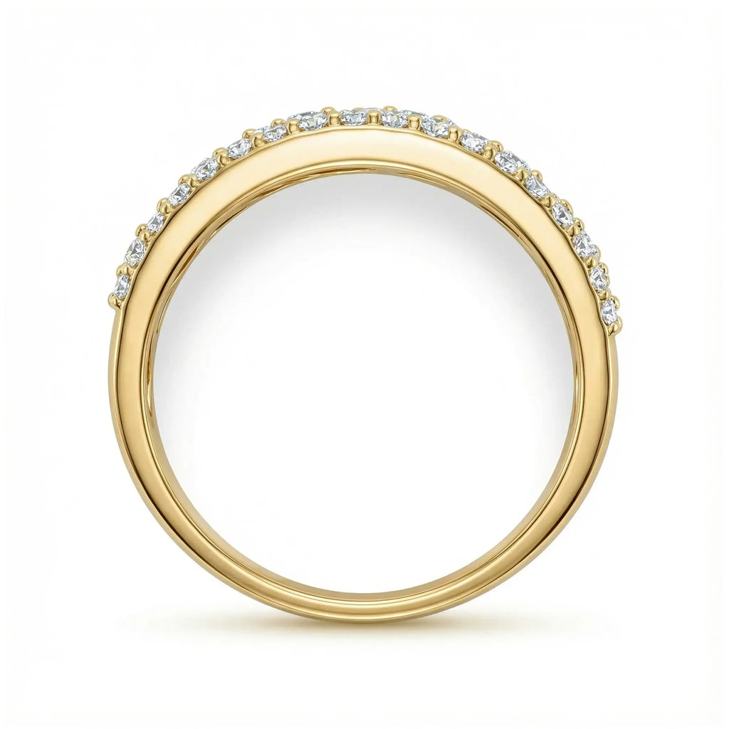 14K Yellow Gold Baguette & Round Diamond Band Ring