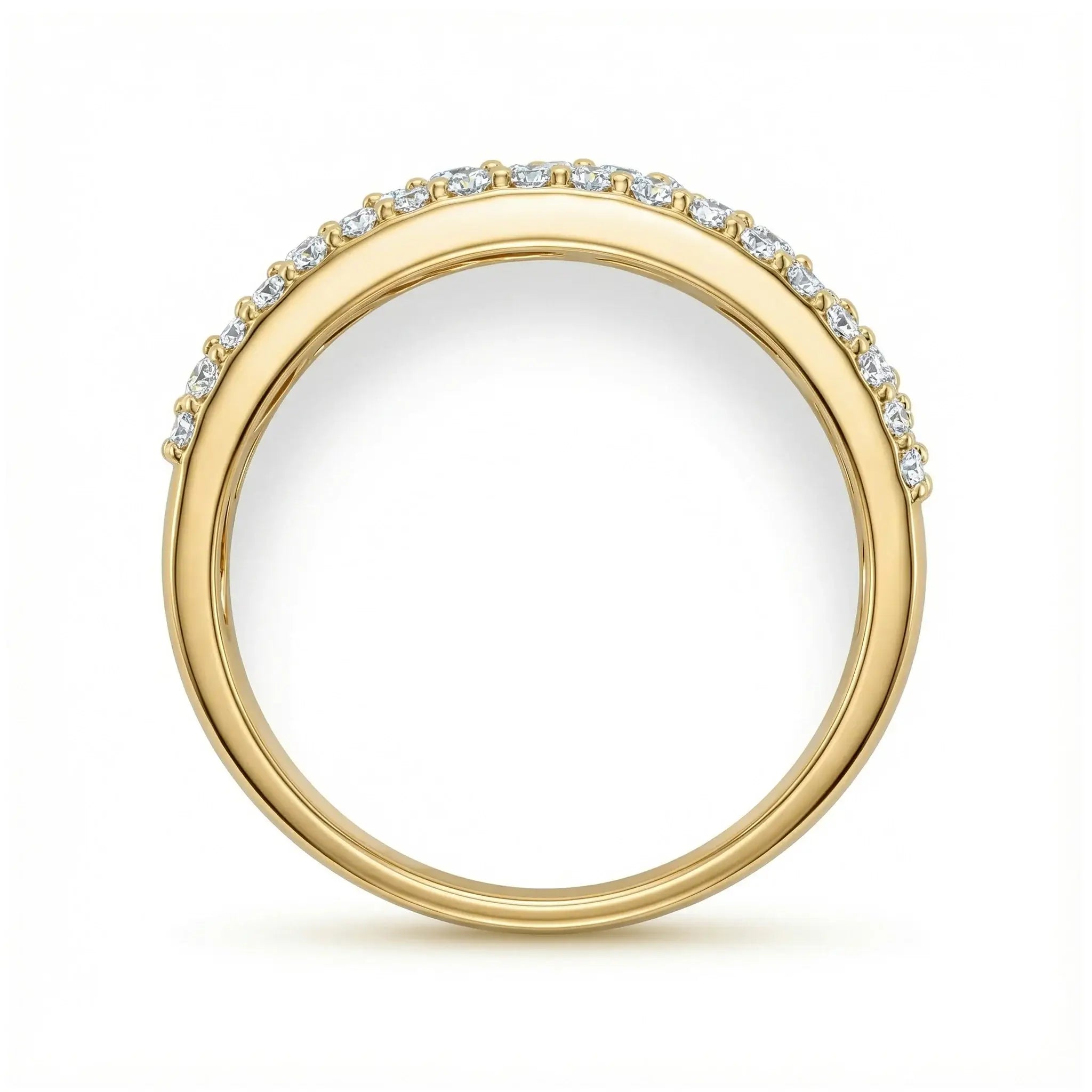 14K Yellow Gold Baguette & Round Diamond Band Ring