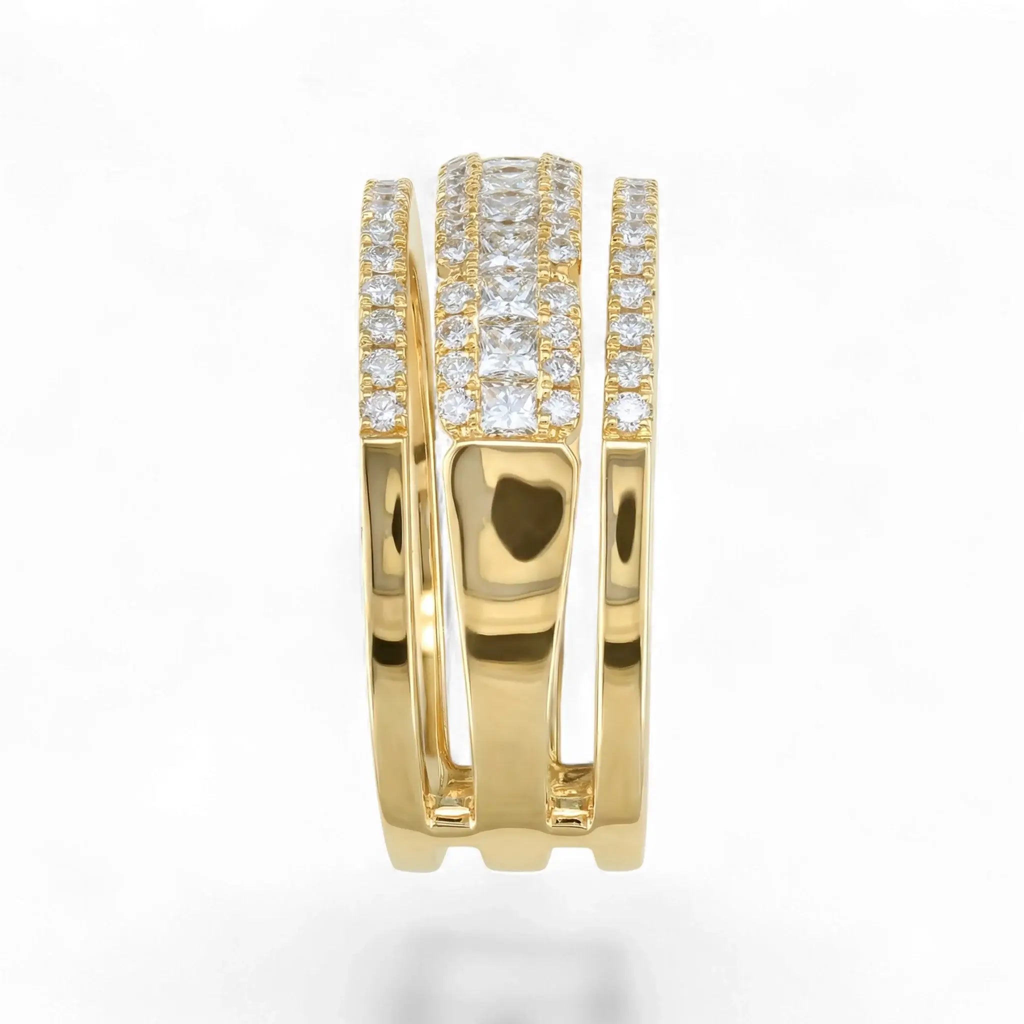14K Yellow Gold Princess & Round Diamond Band Ring