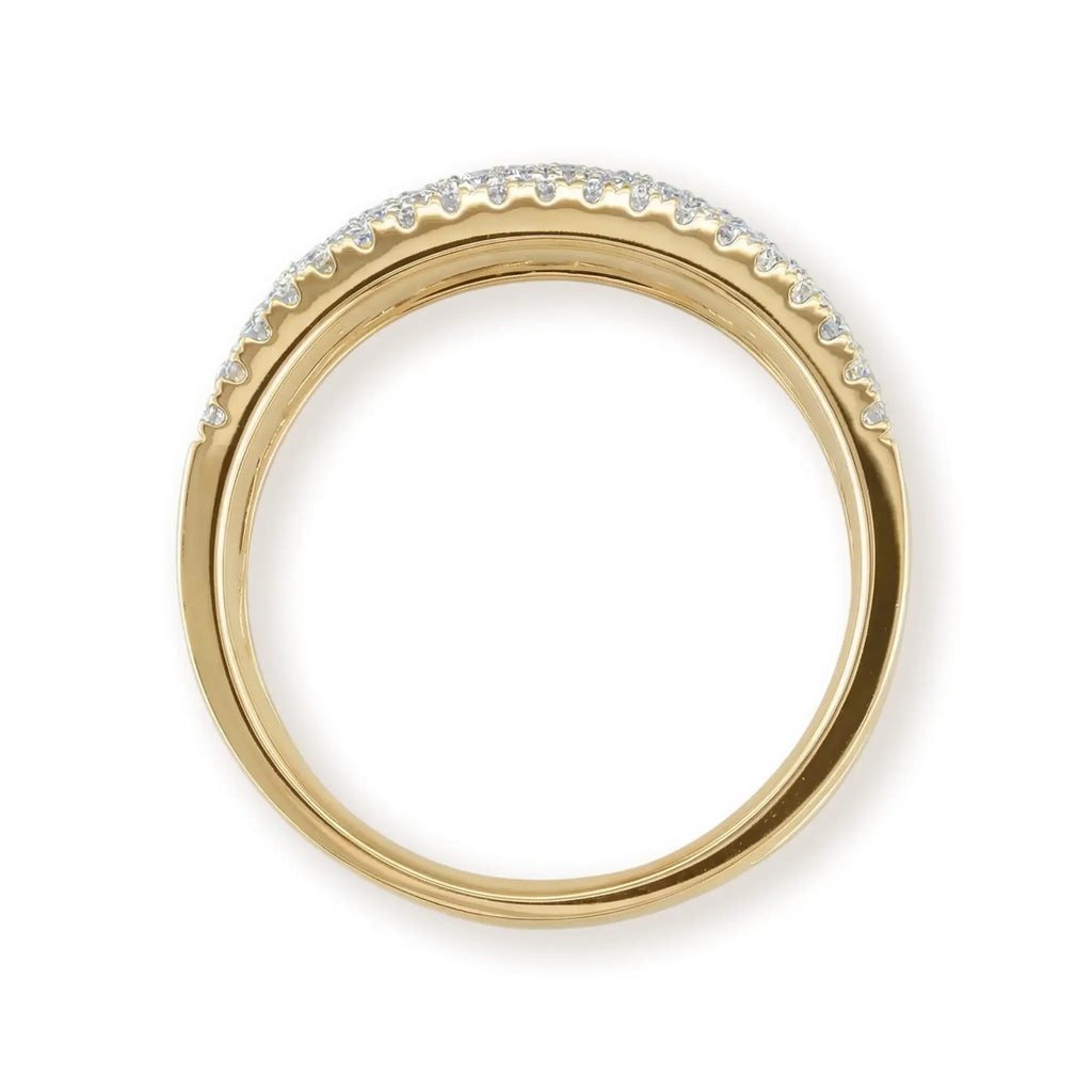 14K Yellow Gold Princess & Round Diamond Band Ring