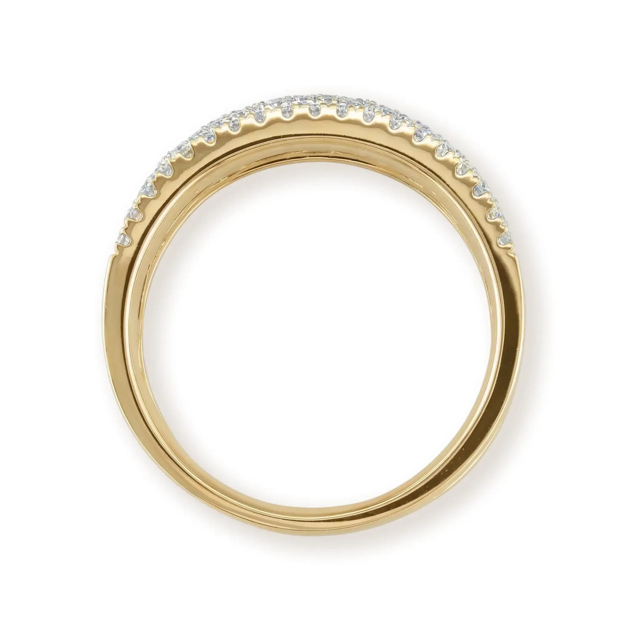 14K Yellow Gold Princess & Round Diamond Band Ring