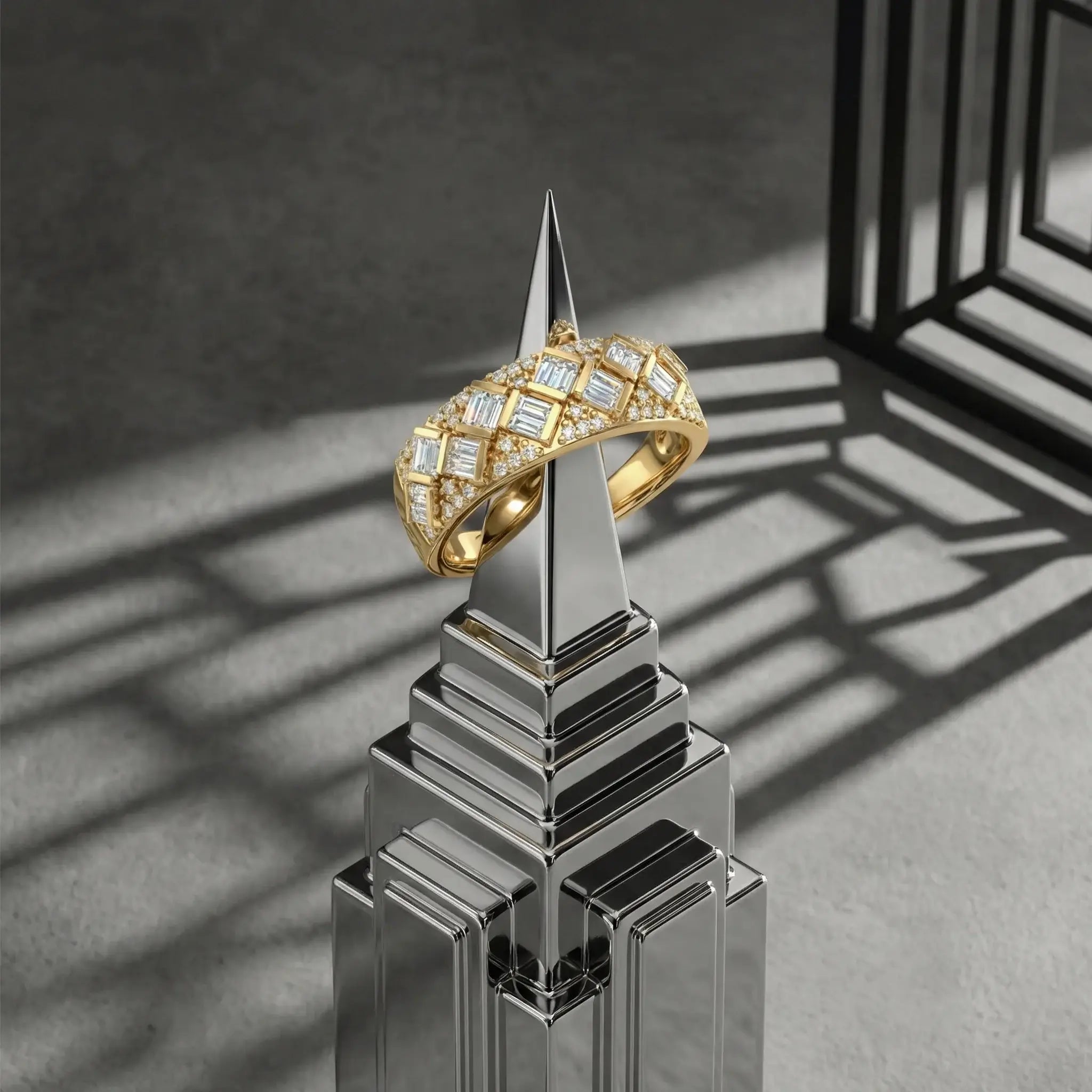 14K Yellow Gold Baguette & Round Diamond Anniversary Band