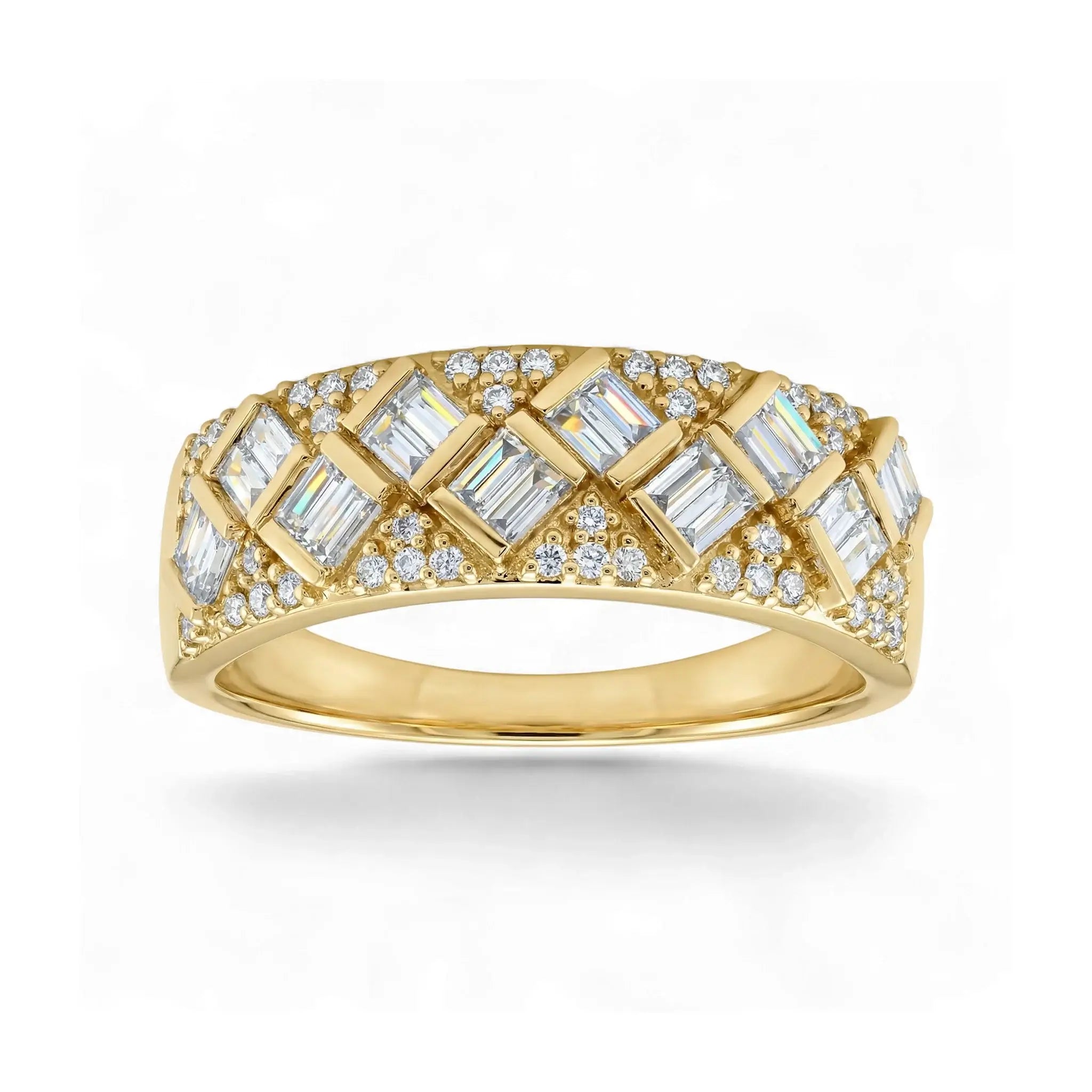 14K Yellow Gold Baguette & Round Diamond Anniversary Band