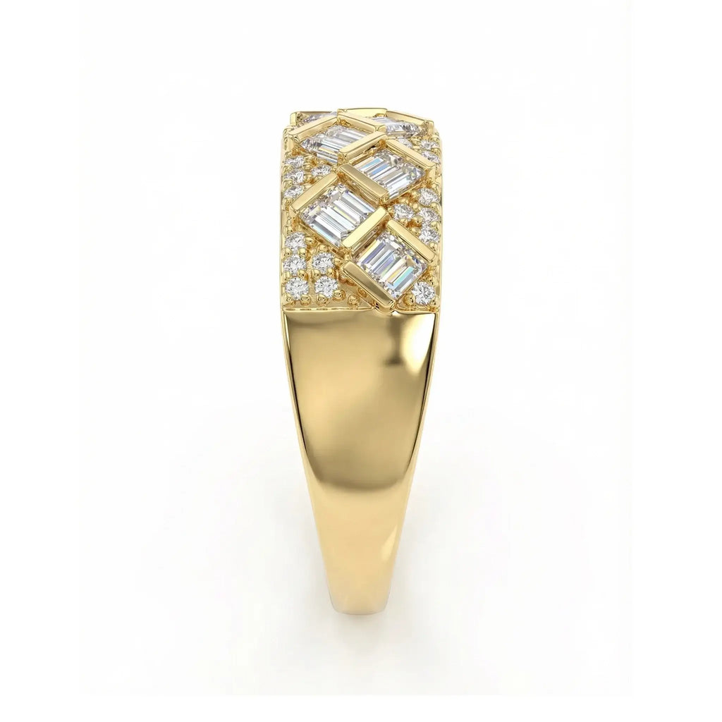 14K Yellow Gold Baguette & Round Diamond Anniversary Band