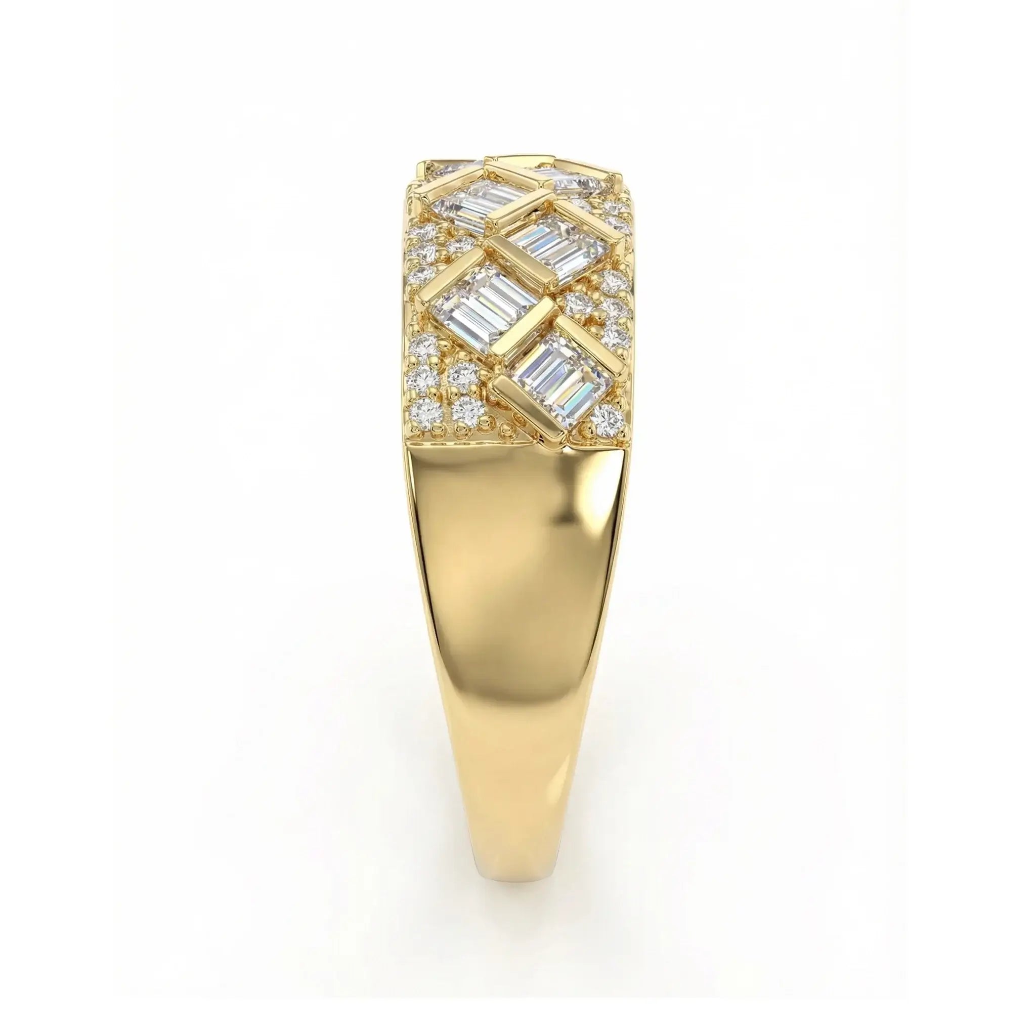14K Yellow Gold Baguette & Round Diamond Anniversary Band