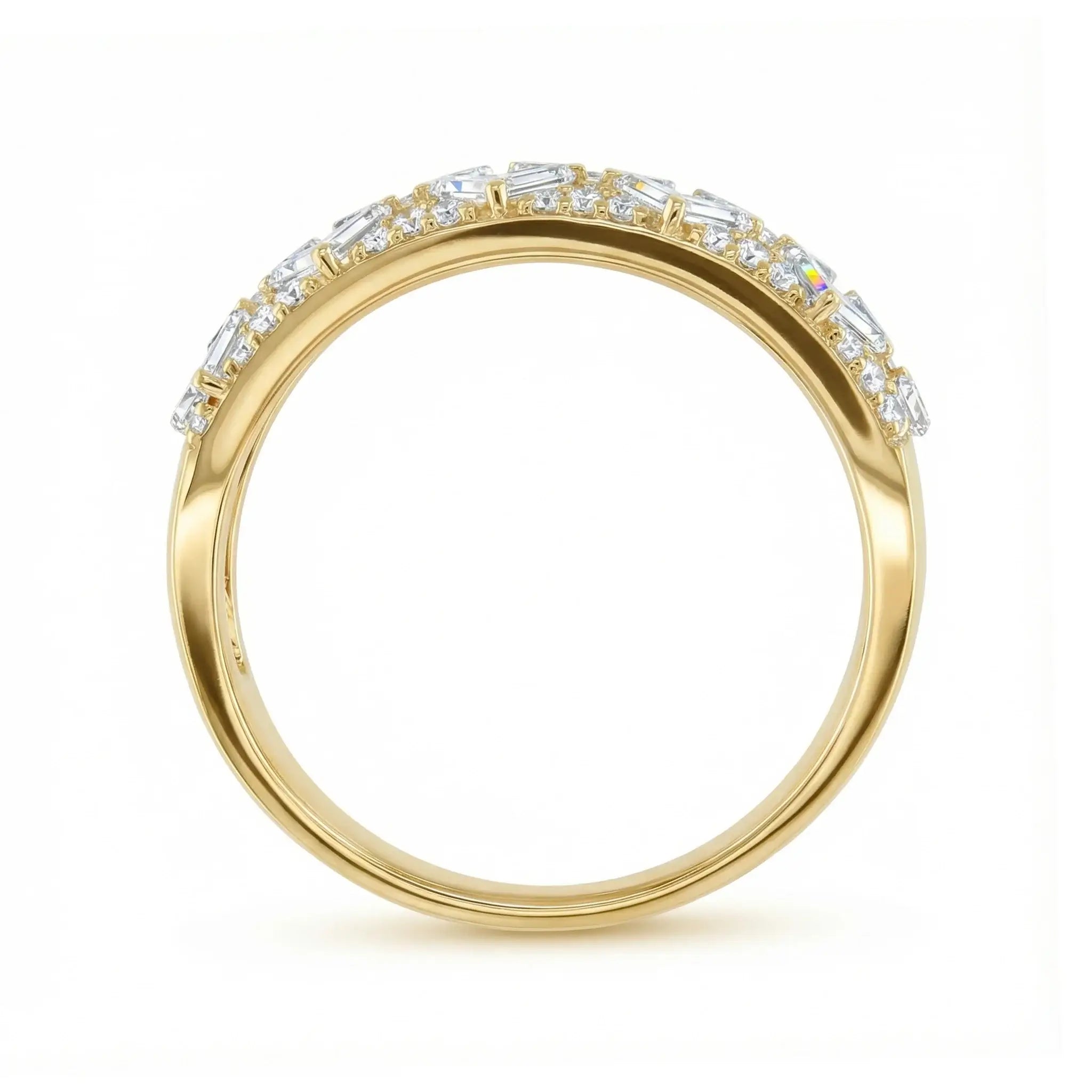 14K Yellow Gold Baguette & Round Diamond Anniversary Band