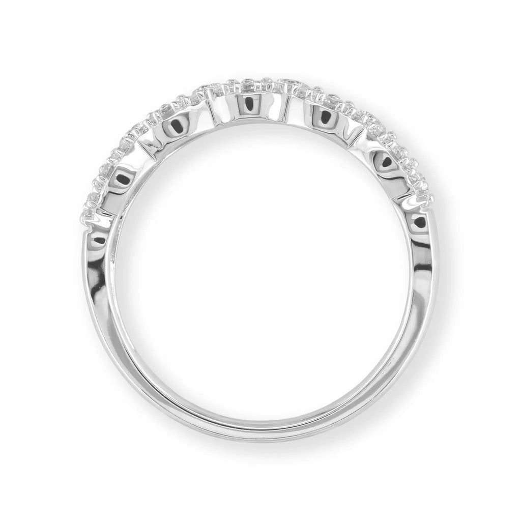 14K White Gold Baguette & Round Diamond Anniversary Band