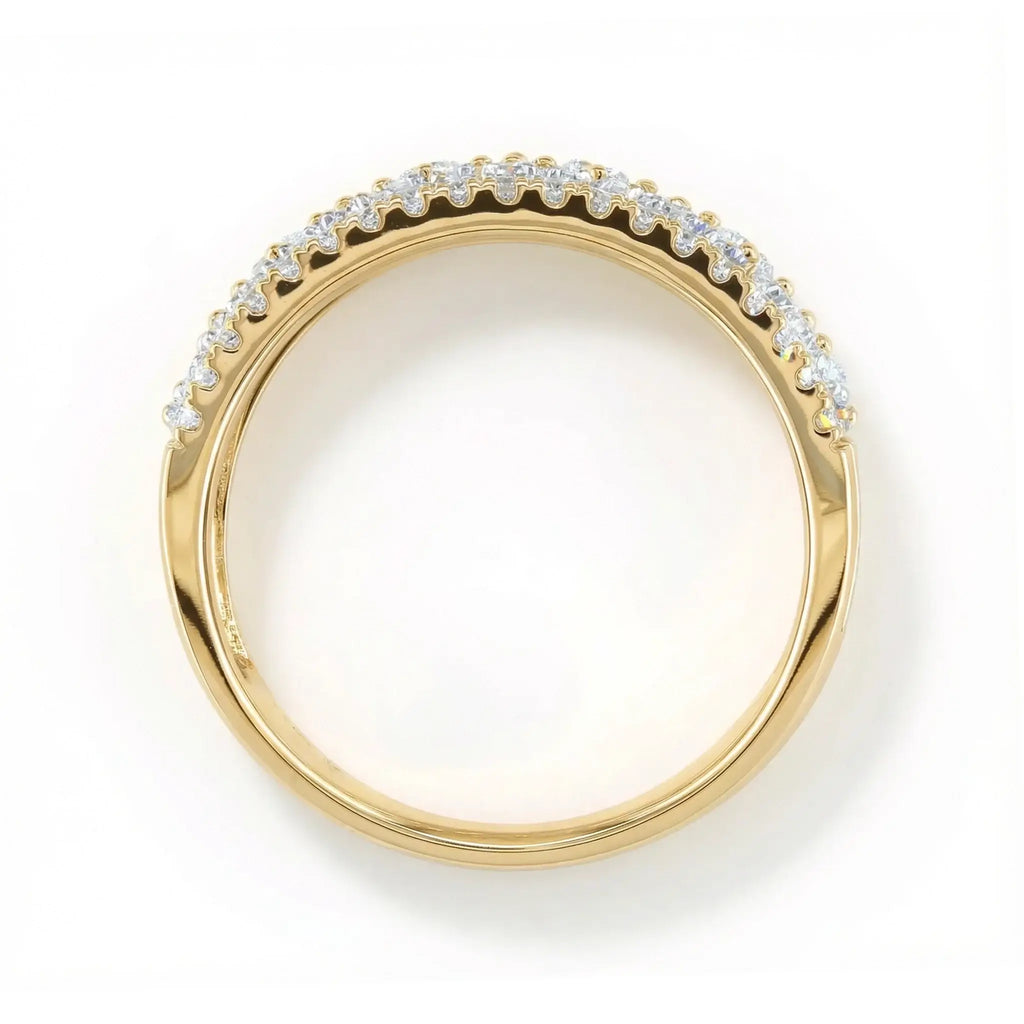 14K Yellow Gold Baguette & Round Diamond Multi-Row Band Ring - side view 3