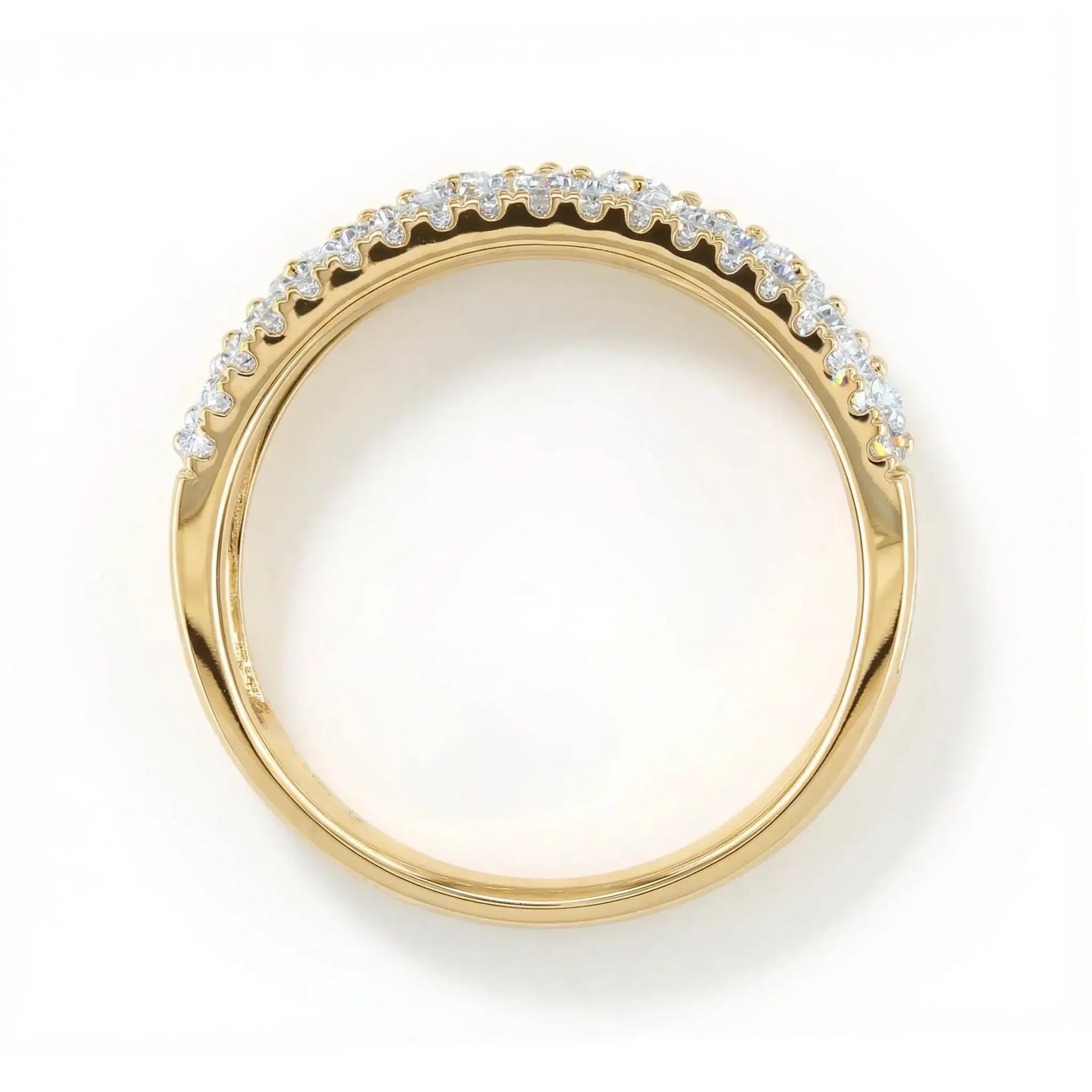 14K Yellow Gold Baguette & Round Diamond Multi-Row Band Ring - side view 3