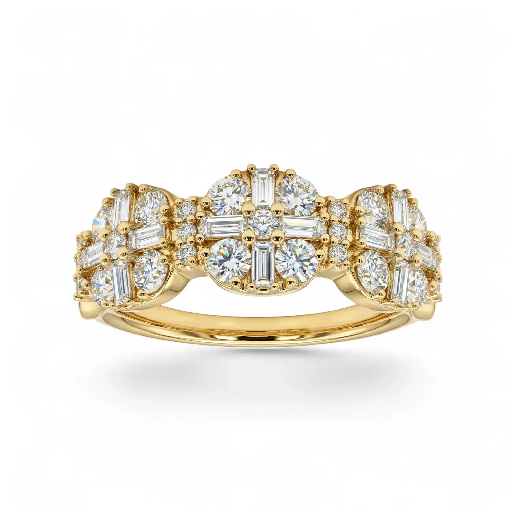 14K Yellow Gold Baguette & Round Diamond Anniversary Band