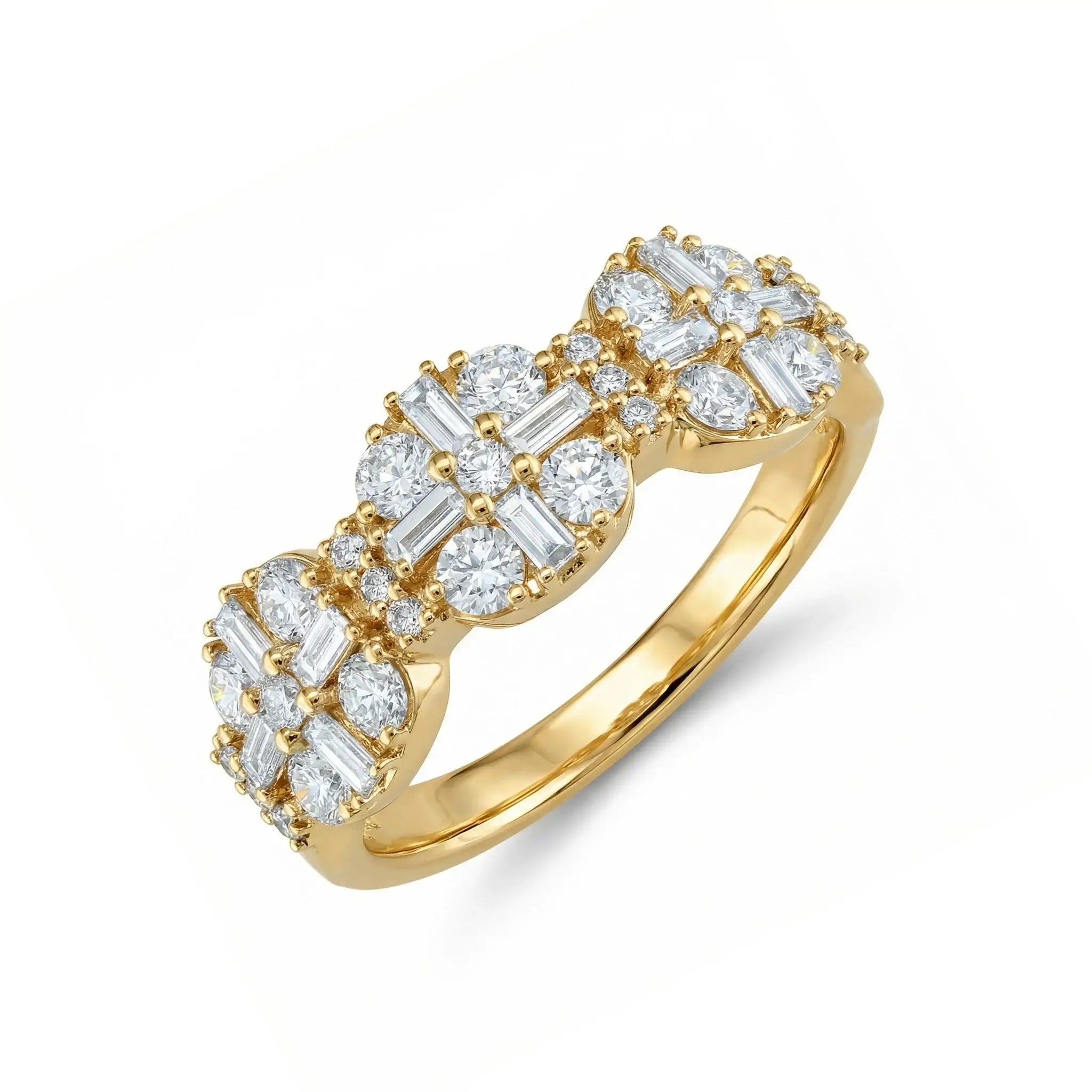 14K Yellow Gold Baguette & Round Diamond Anniversary Band