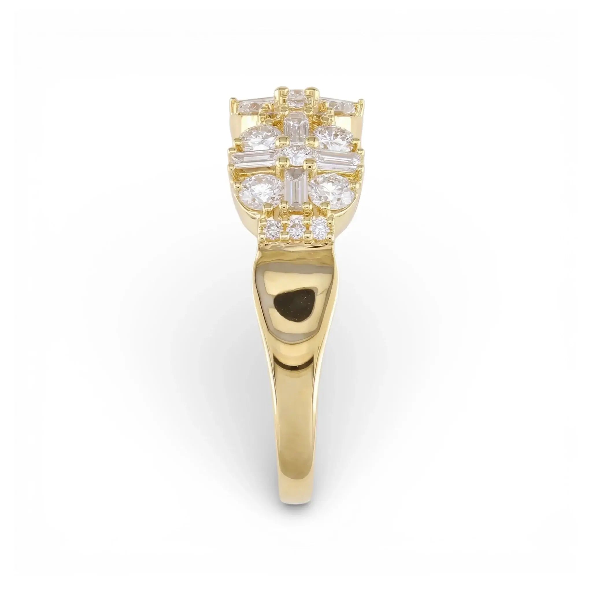 14K Yellow Gold Baguette & Round Diamond Anniversary Band