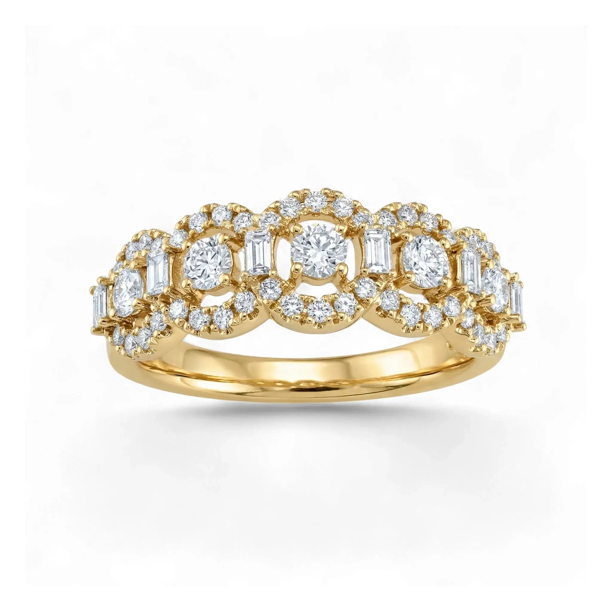 14K Yellow Gold Baguette & Round Diamond Anniversary Band