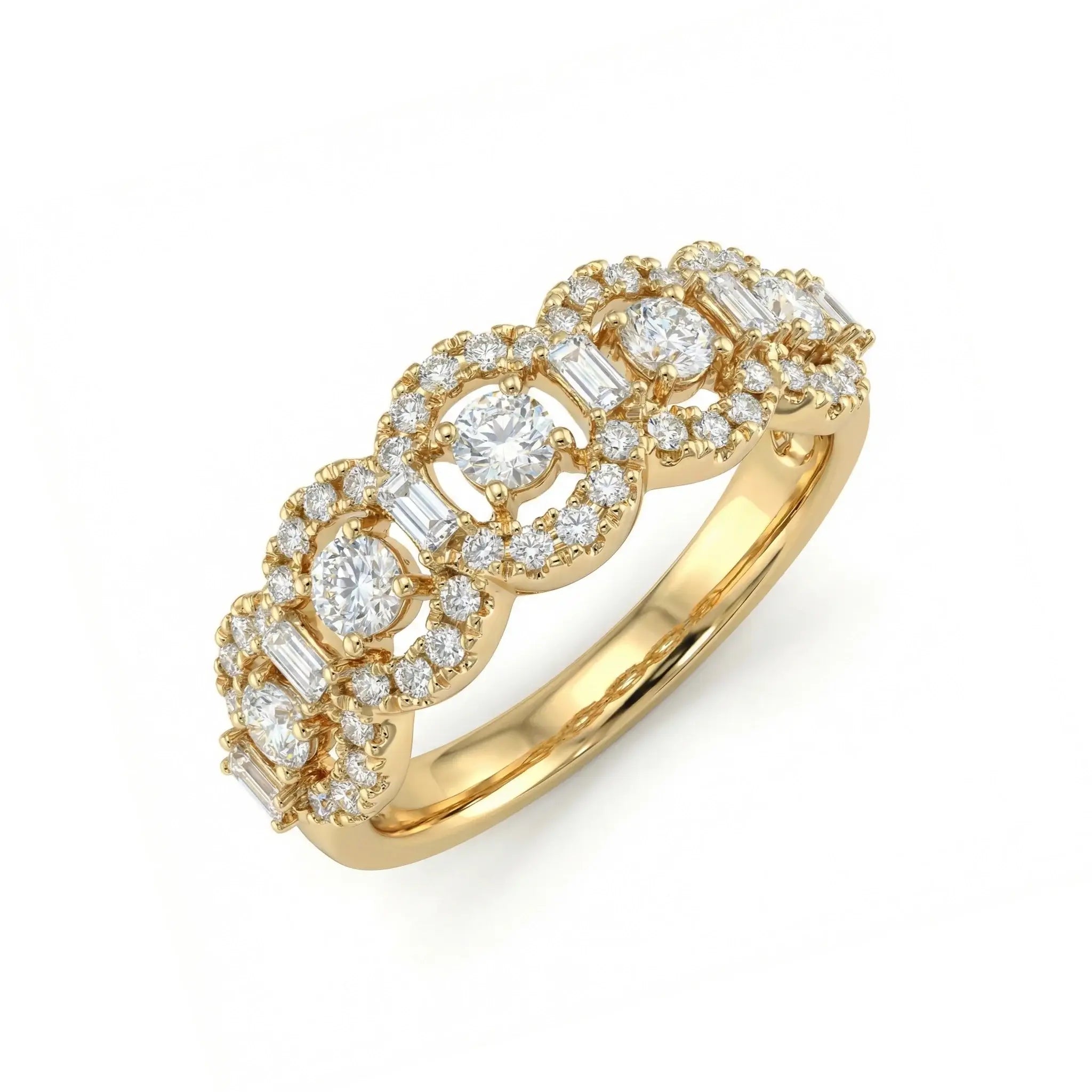 14K Yellow Gold Baguette & Round Diamond Anniversary Band